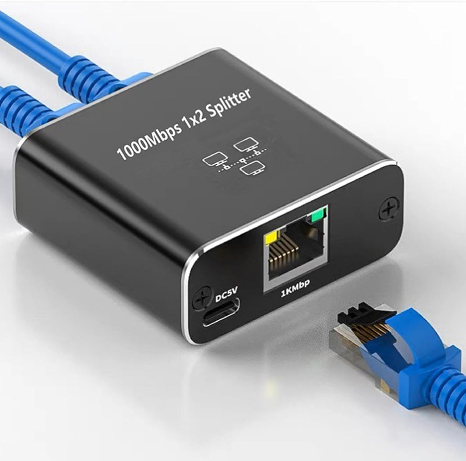 Ethernet Splitter Adapter - 1 to 2 Gigabit Internet | 1000Mbps Ethernet Splitter High Speed, Gigabit Unmanaged Ethernet Network Hub, LAN Splitter for Cat 5/5E/6/7/8 Cable Buniq image number 5