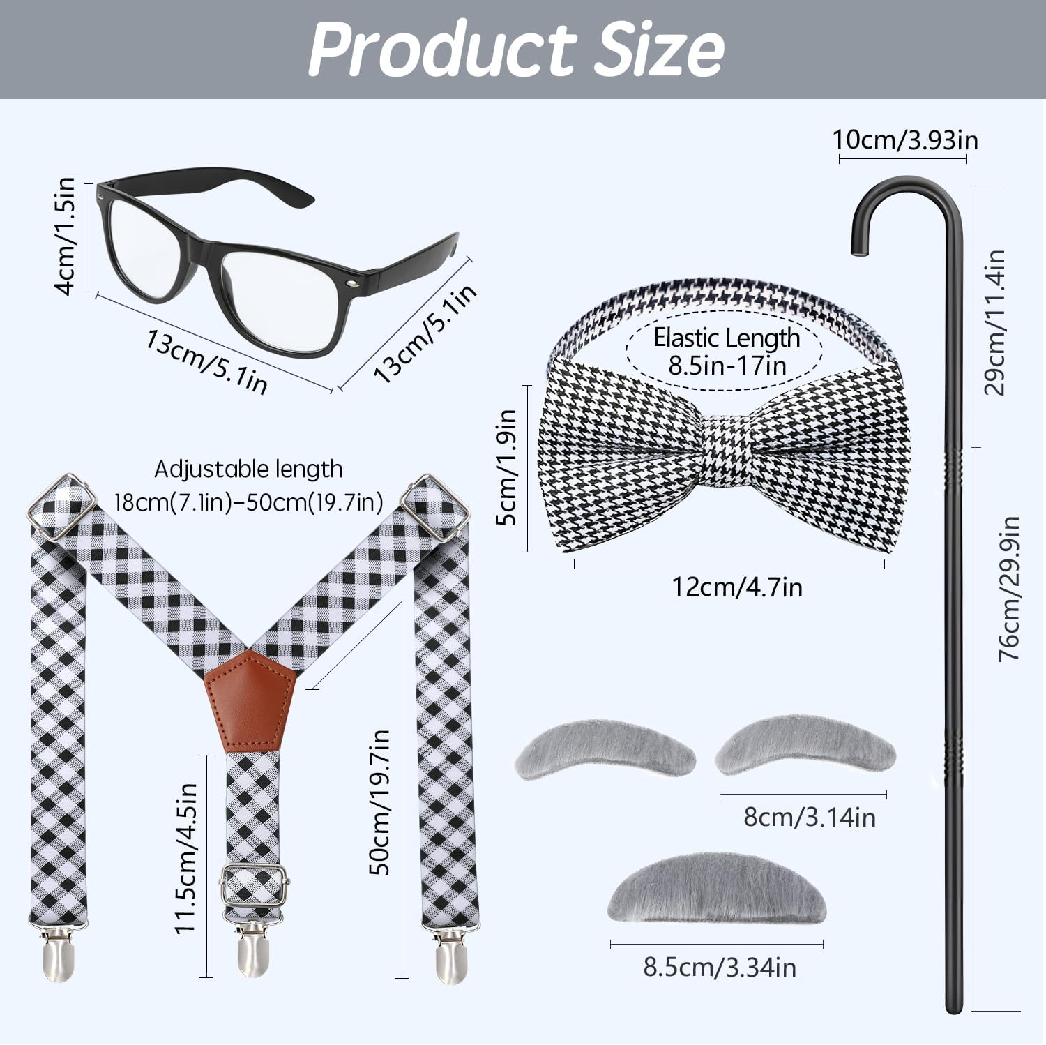 Kids 100 Days of School Costume Old Man Costumes Halloween Costume Dress up Outfit Accessories image number 2