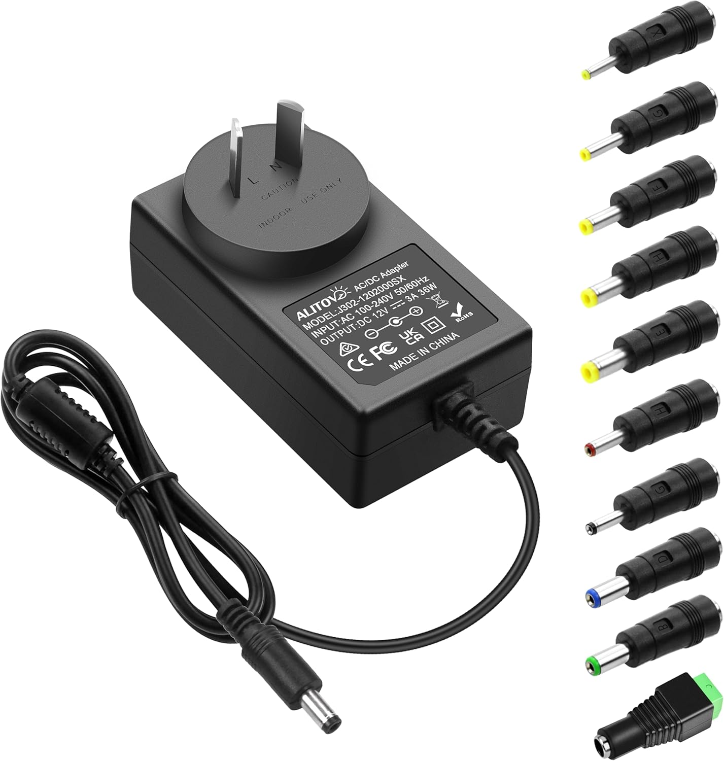ALITOVE 12V 3A Power Supply Adapter DC 12 Volt 36W 3000Ma 2.5A 2A 1.5A 1A Power Converter Transformer with 5.5X2.5 5.5X2.1 5.5X3.0 5.5X1.7 4.8X1.7 4.0X1.7 3.5X1.35 3.0X1.1 2.5X0.7 6.3X3.0 10 Tips image number 3