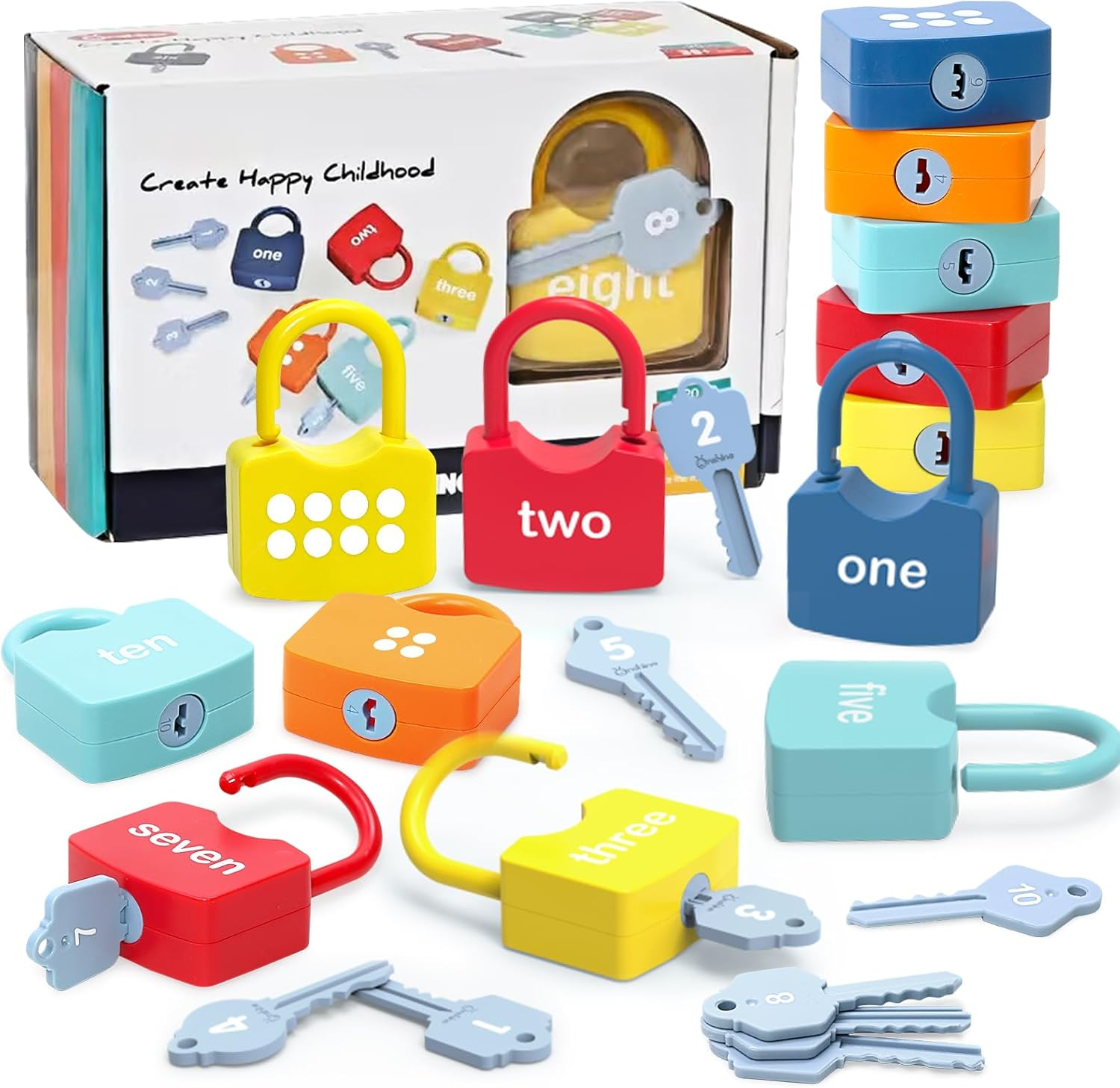 Montessori Toys for Toddlers 1-3 Year Old, Kids Lock and Key Learning & Education Toy, Numbers Counting, Matching, Sorting Game Preschool Educational Toys Age 3 4 5 Boys Girls image number 2