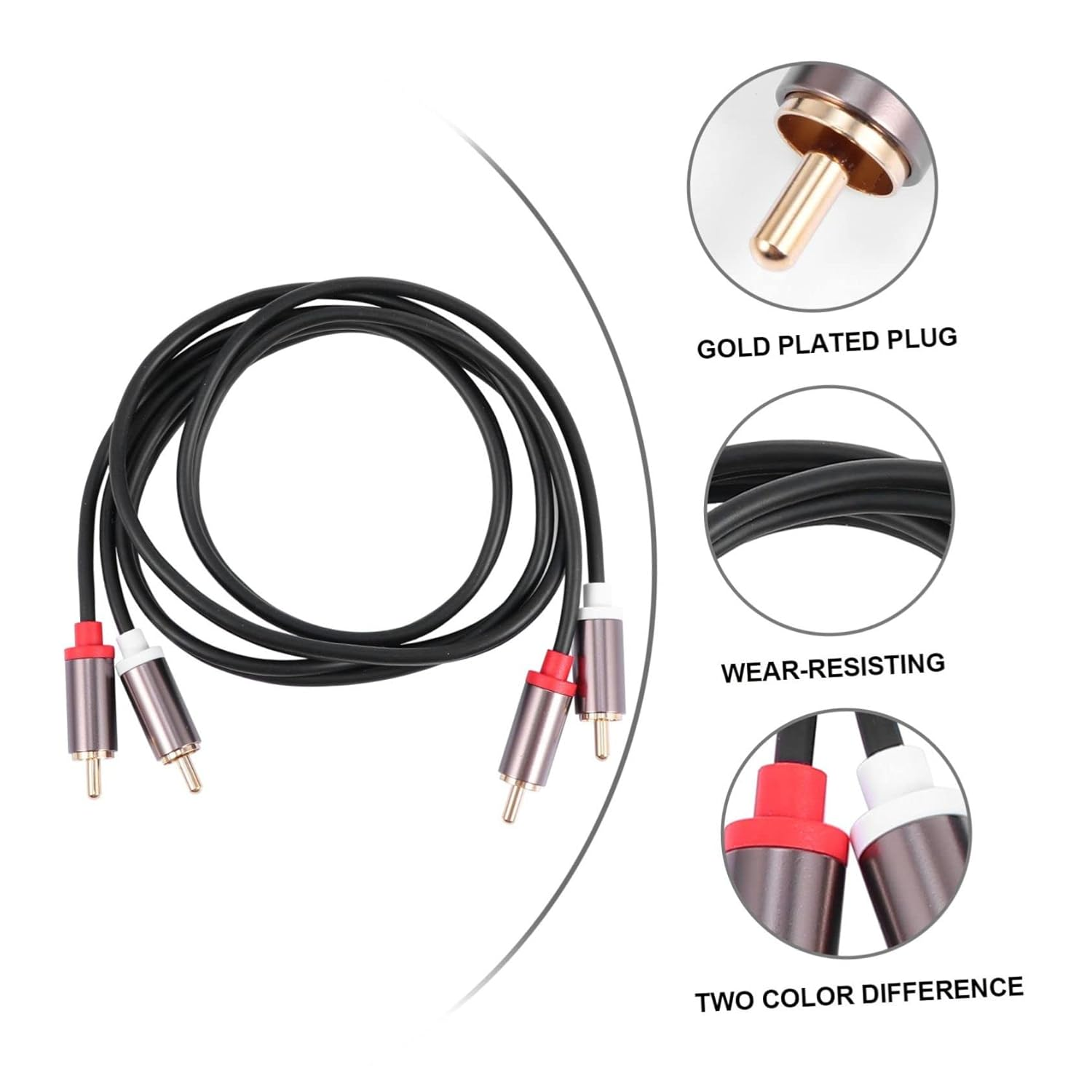 Male to Male Audio Conversion Cable for Home Theater and Gaming Consoles Durable Tangle Design Color Coded For image number 1