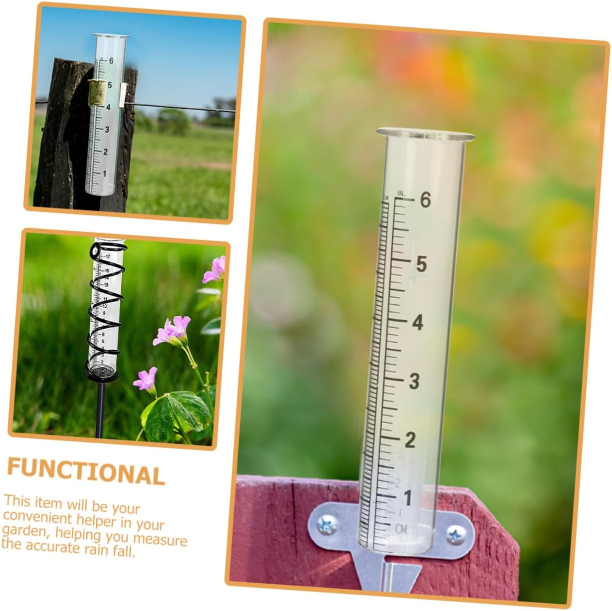 4Pcs Glass Rain Gauge Tubes with Clear Scale Rainfall Measuring Cylinders for Garden Outdoor Easy-Read Accurate Rainfall Test Tubes for Watering and Plant Care image number 4