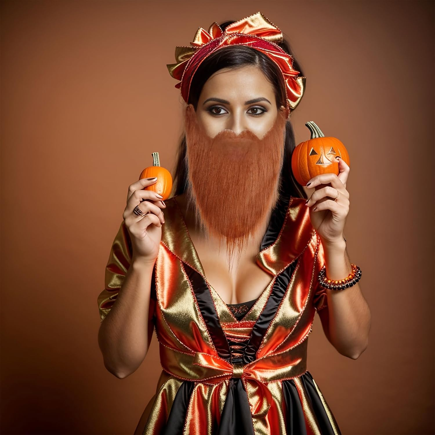 4 Pcs Fake Beard for Costumes, Fake Mustache Wizard Beard for Cosplay, Costume Beards for Adults and Kids (Black Brown Gray White image number 3