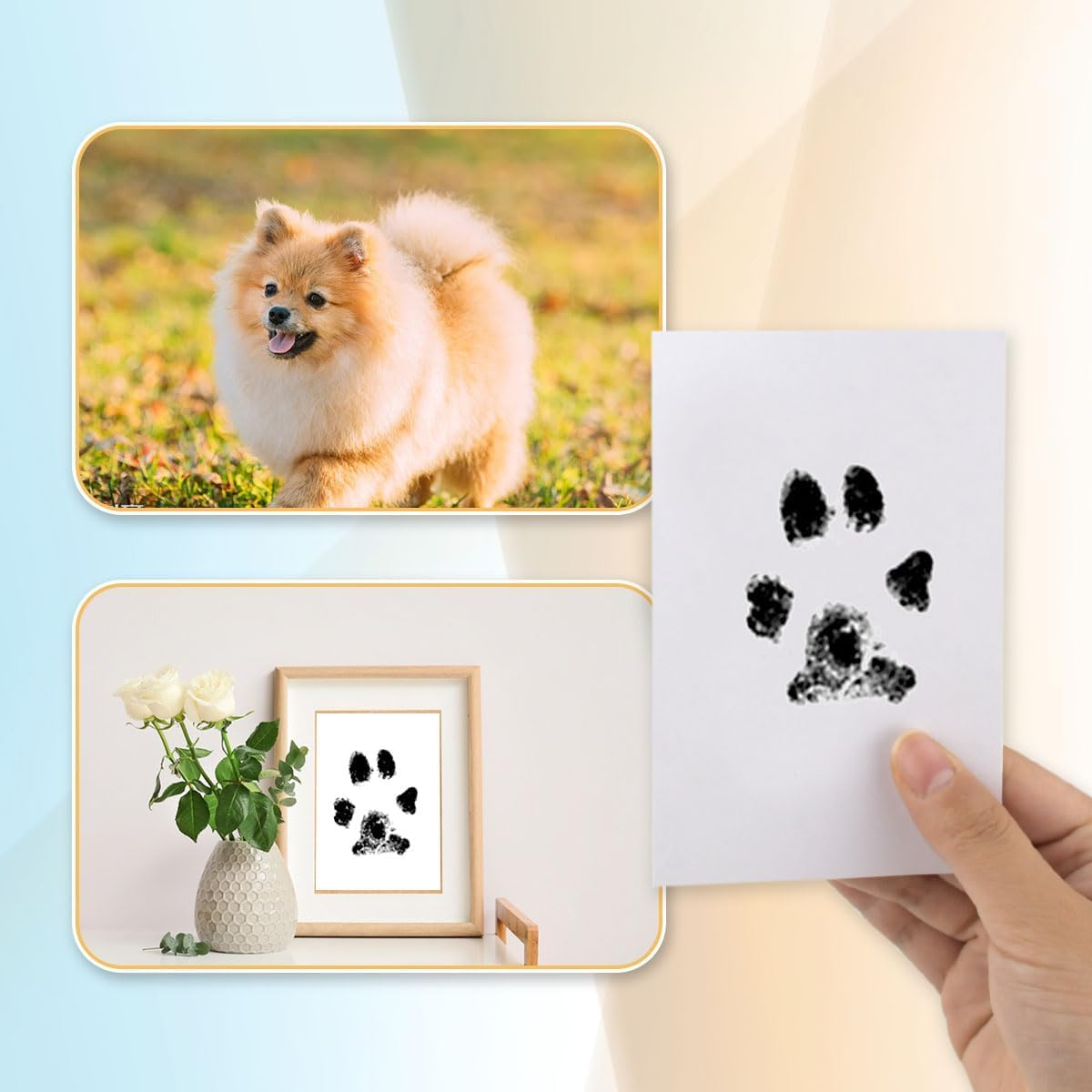 Baby Footprint Handprint Pet Paw Print Kit with 4 Ink Pads and 8 Imprint Cards,Inkless Hand and Footprint Kit,Footprint and Handprint Pet Paw Print Ink Kits image number 5