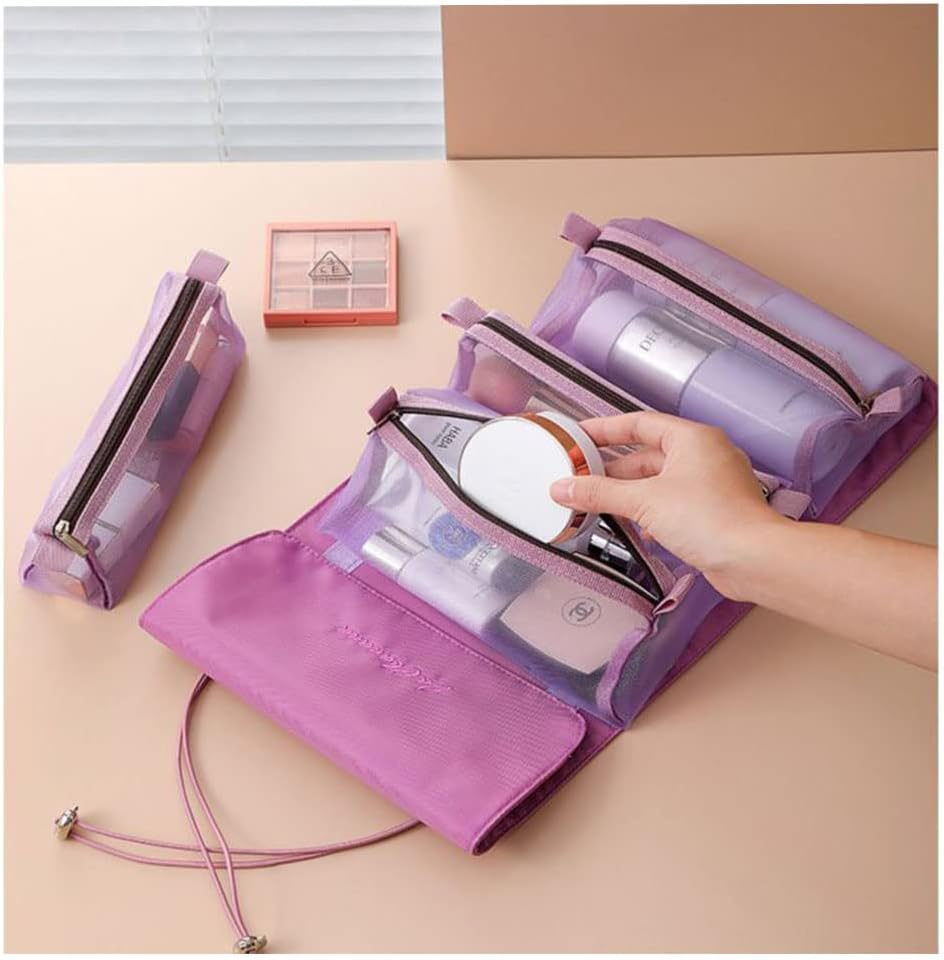 Roll up Makeup Bag Cosmetic Bag,Roll up Makeup Bag Toiletry Bag,Roll up Make up Storage Organizer,Roll up Makeup Toiletry Bag,Roll up Travel Cosmetic Makeup Toiletry Bag,Foldable Travel Toiletry Bag image number 4