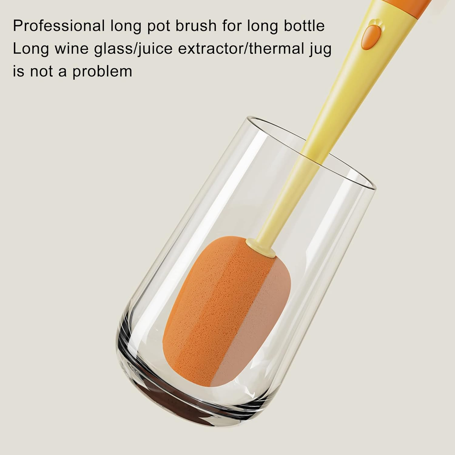 3-In-1 Multifunctional Cup Brush, Cleaning Brush in Carrot Shape, Sponge Brush Long Handle Bottle Cleaner Brush for Hydroflasks, Insulated Bottle, Vase, Narrow Neck Containers (2 Orange) - Green image number 2