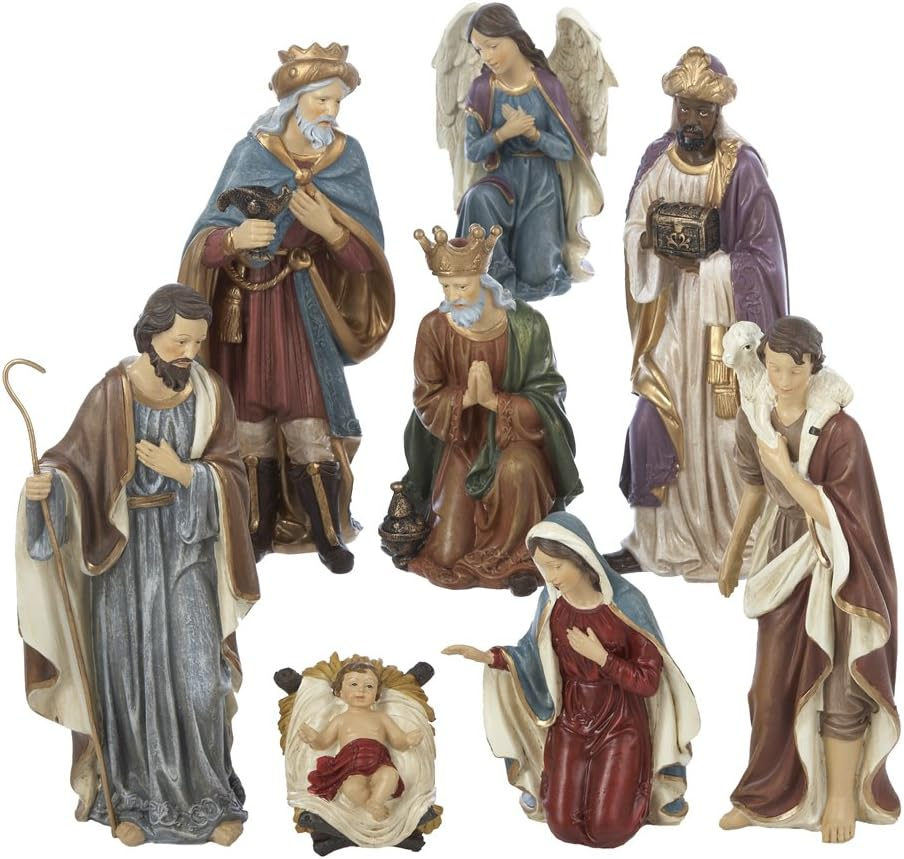 Kurt Adler Resin Nativity Figurine Set, 9-Inch, Set of 8 image number 1