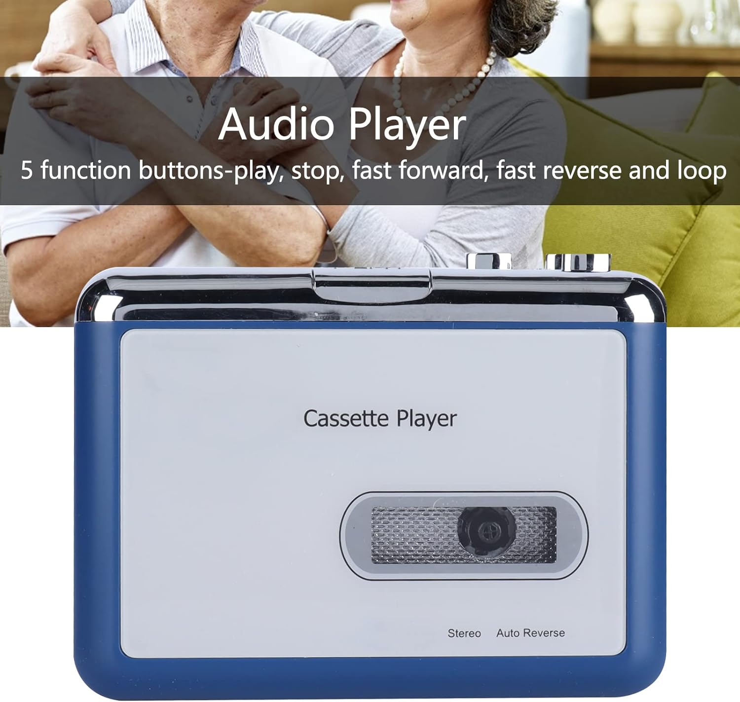 Bluetooth Cassette Player, Walkman Cassette Tape Player with Bluetooth Transmitter, Auto Reverse Cassette Receive with 3.5Mm Jack Headphone and Speaker, USB and AA Battery Power image number 4