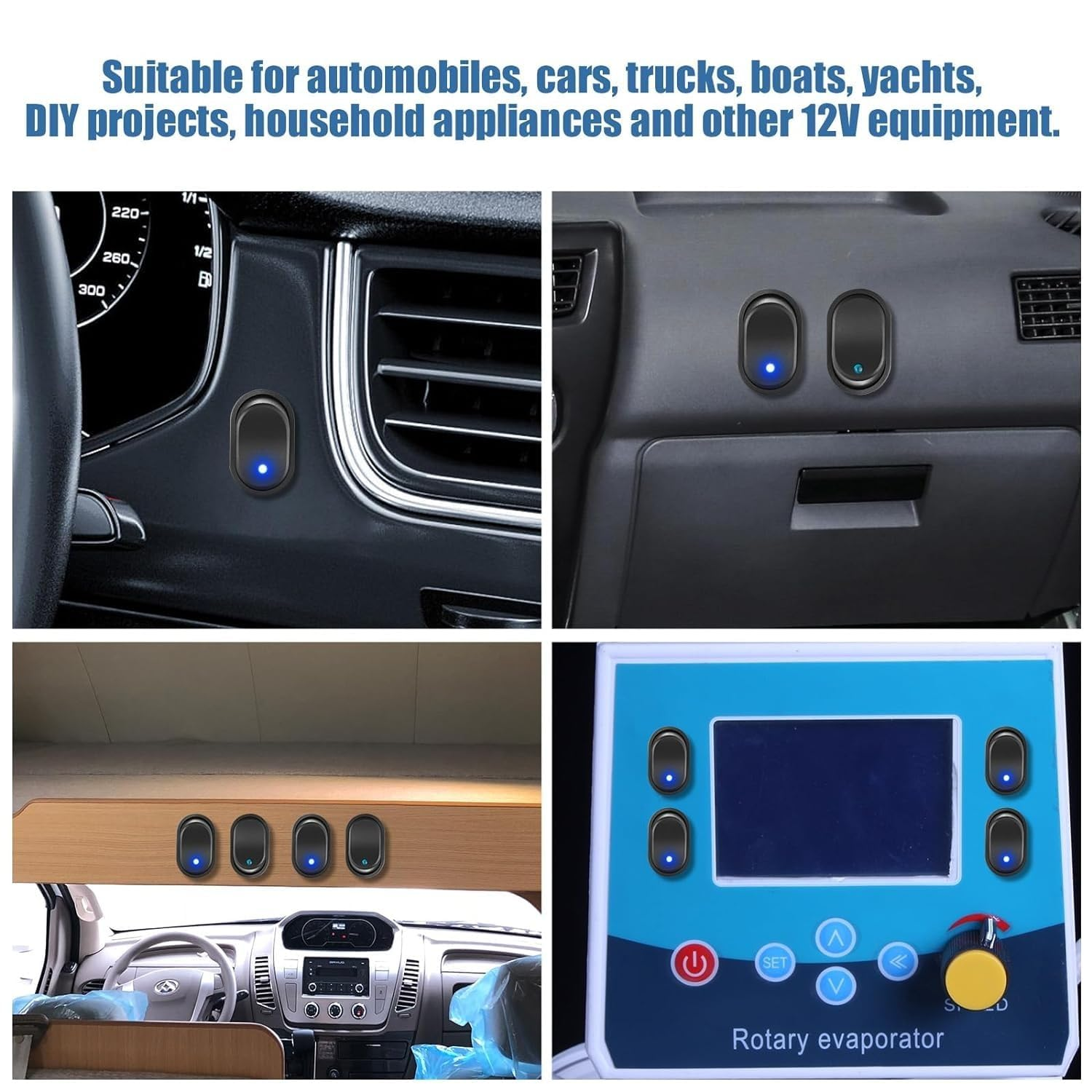 12V 30A Toggle Switch Rocker Switch,Led Lighted Rocker Switch Toggle, 4 Pcs 12V 30A SPST,3 Pin On-Off 4 Colour round Dot Switch12Mm Hole,12V Car Truck RV Rocker Arm Toggle Switch LED Switch Control