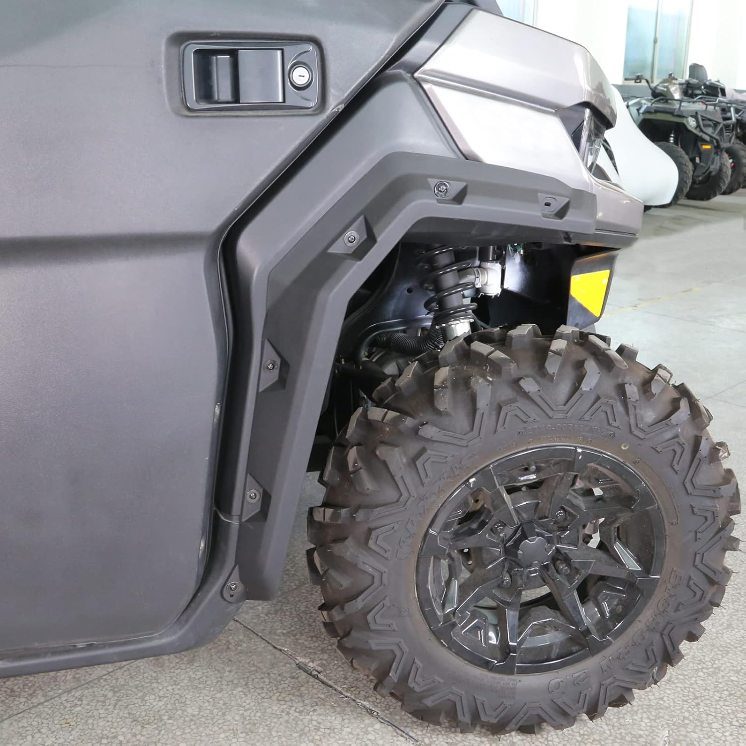CUSAUTV Heavy Duty Fender Flares Compatible with Can Am Defender HD 5/ HD8/ HD10/ MAX 2016-2024 Accessories,Front & Rear Extended Mud Guards Replace 715006821 715002424 715006822 - Black image number 5