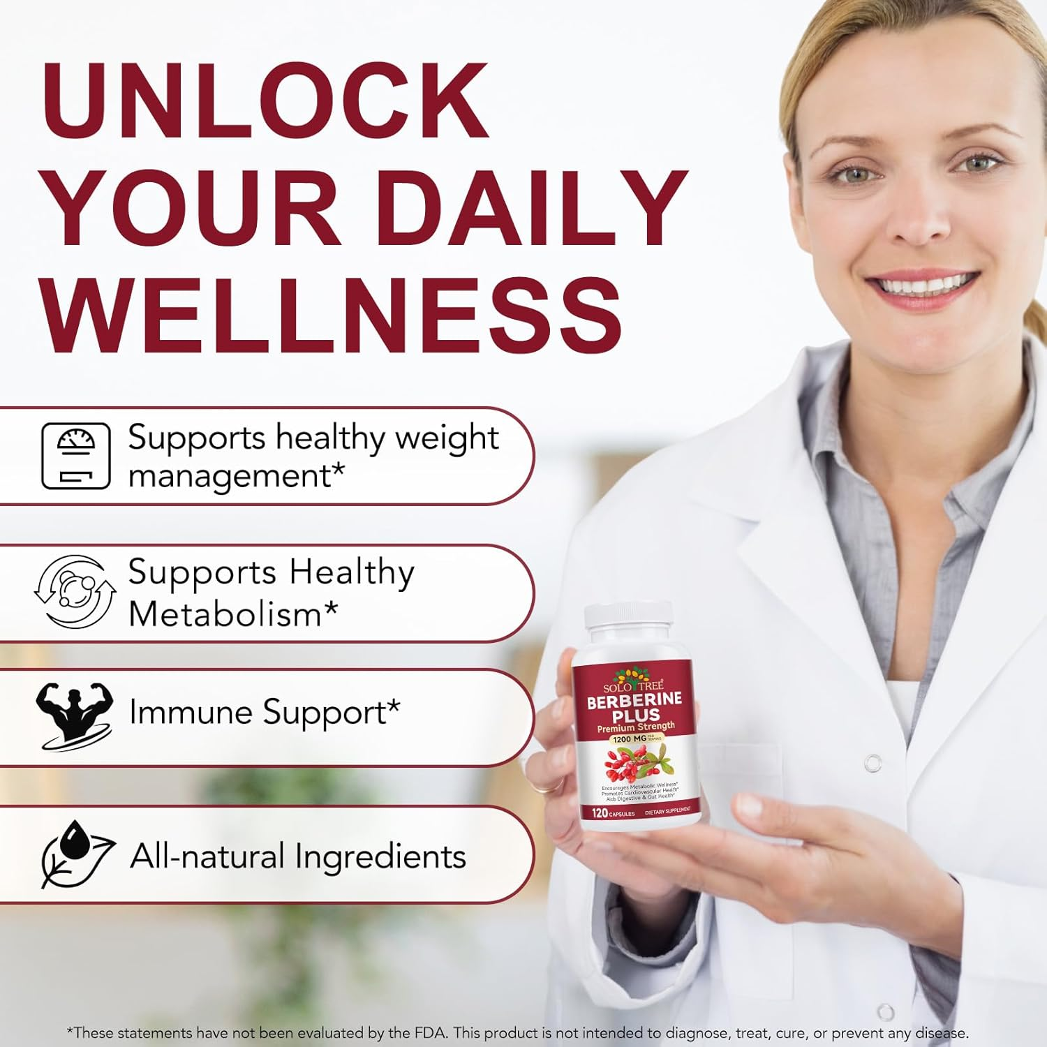 Berberine plus 1200 Mg | Premium Strength Herbal Supplement | 2-Month Supply | Non-Gmo, Gluten Free | 120 Capsules image number 5