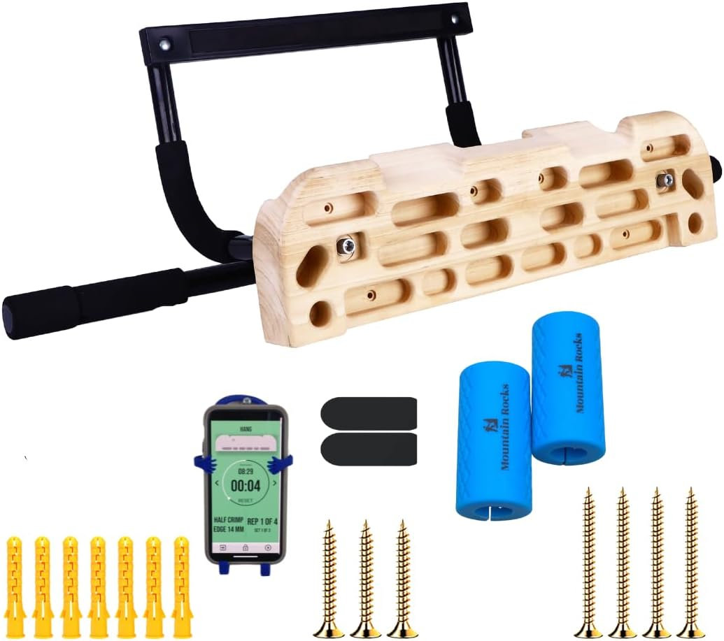 Mountain Rocks Wooden Hangboard Climbing Wildwood 2004 for Rock Climbing | No Nail Hangboard| Hangboard Door Frame Climbing and Bouldering Training | Fingerboard for Finger Strength and Grip Strength image number 6