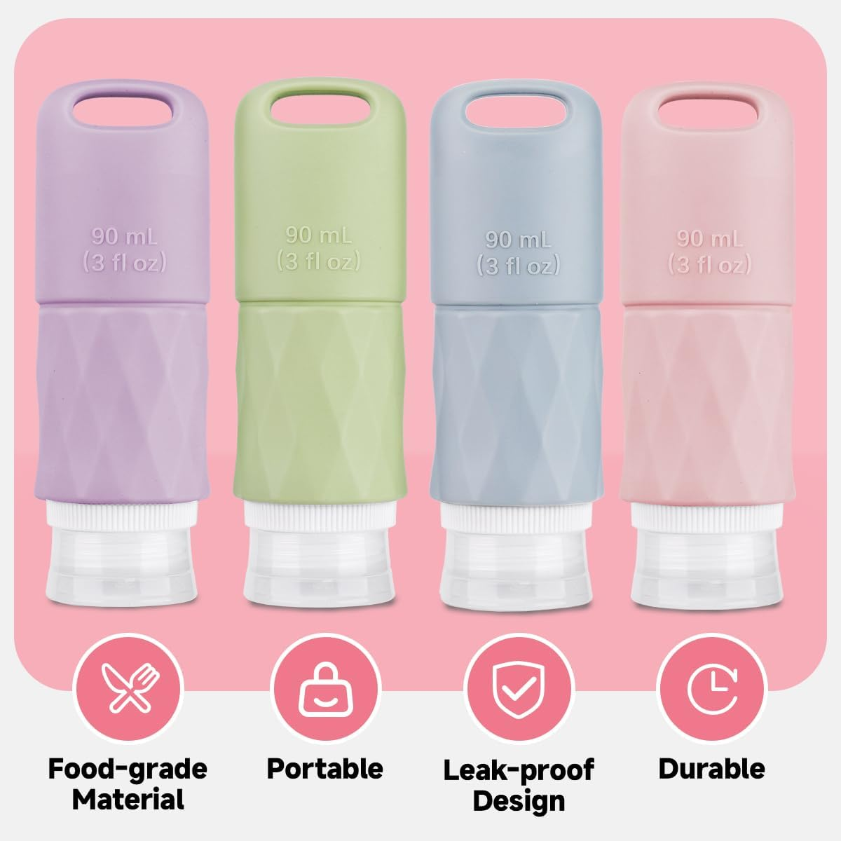 Teskyer Travel Bottles for Toiletries,17 Pack TSA Approved Silicone Travel Size Bottles Set, Leak Proof Travel Essentials Accessories for Cosmetic, Colorful image number 6