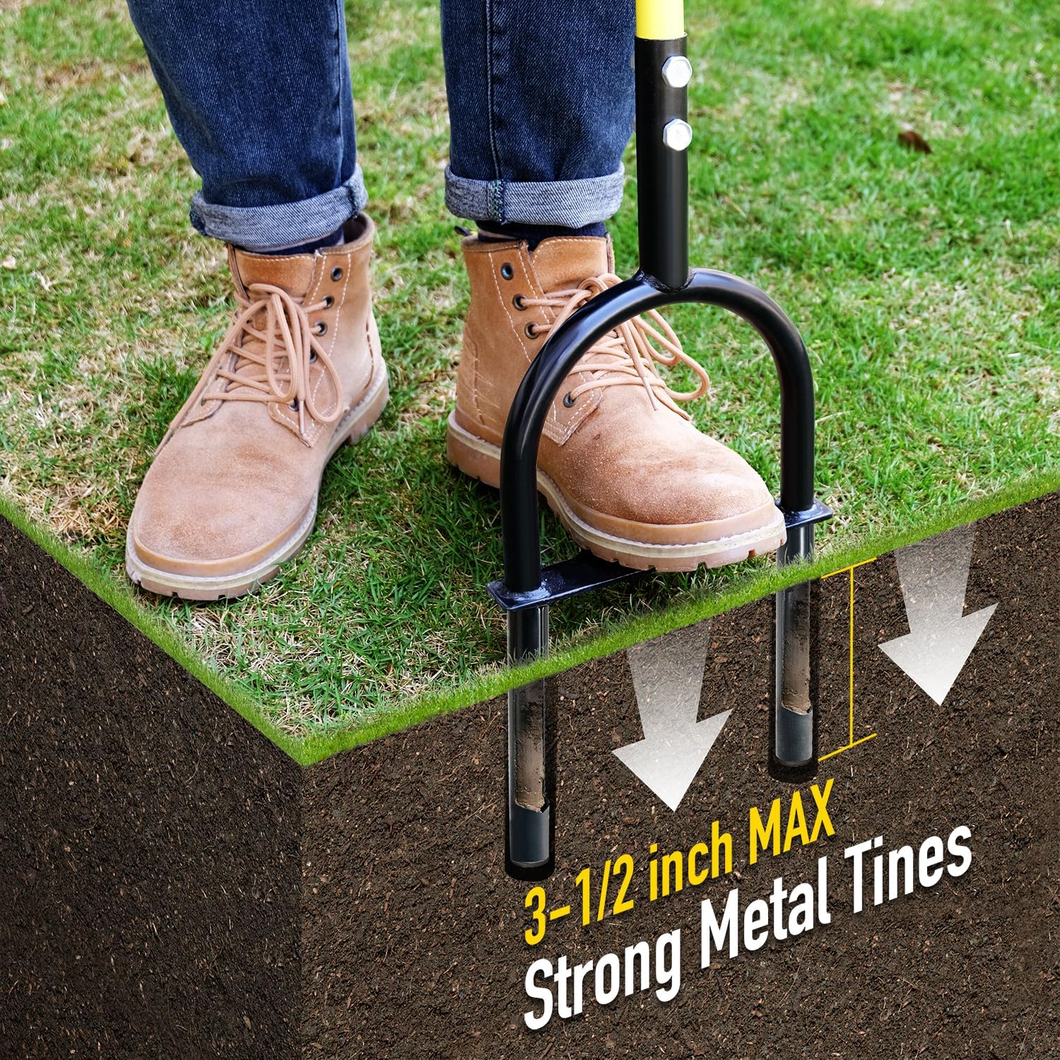 Jardineer Manual Core Aerator Lawn Tool, 38 Inch Lawn Coring Aerator, Sturdy Core Aerator with Steel Construction, Grass Plugger Tool for Loosening Soil & Yard Lawn Care