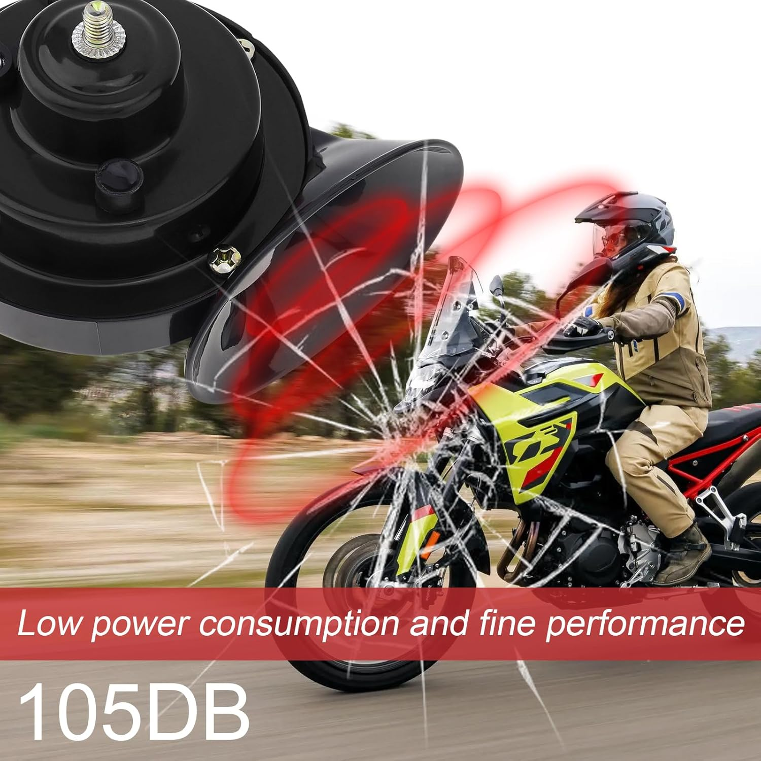 Windance 12V Super Loud Snail Horn 410HZ 510HZ High Low Tone for Any Vehicles Yachts Boats Waterproof Motorcycle Horn (Black) image number 5