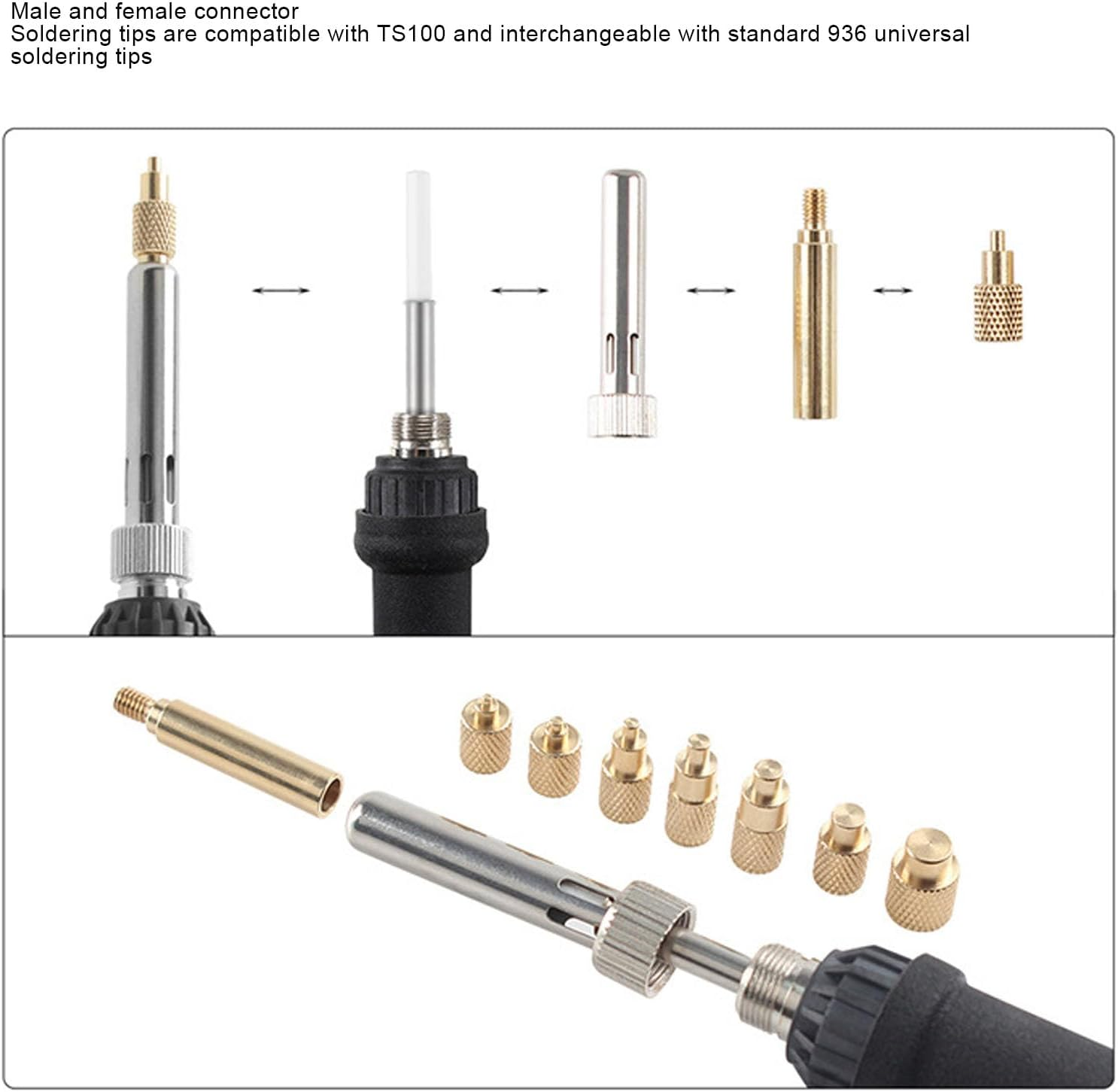 Heat Set Insert Tool M2 M2.5 M3 M4 M5 M6 M7 M8 Hot Melt Brass Nut Embedded Insertion Tip Adapter Kit 3D Printed Parts for TS100/101, TS100 TS101 Soldering Iron Tips image number 4