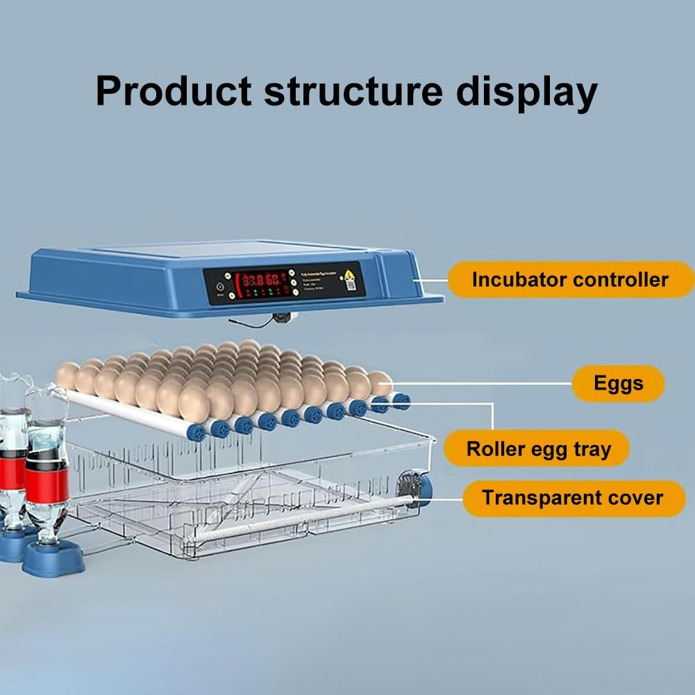 CHAOFLIGHT Eggs Incubator,64 Poultry Egg Hatchery Brooder Automatic Egg Turner with Temperature Control & Digital Touch Screen for Hatching Parrot,Birds,Chickens,Ducks,Quails (64 Eggs) - 128 Eggs image number 6