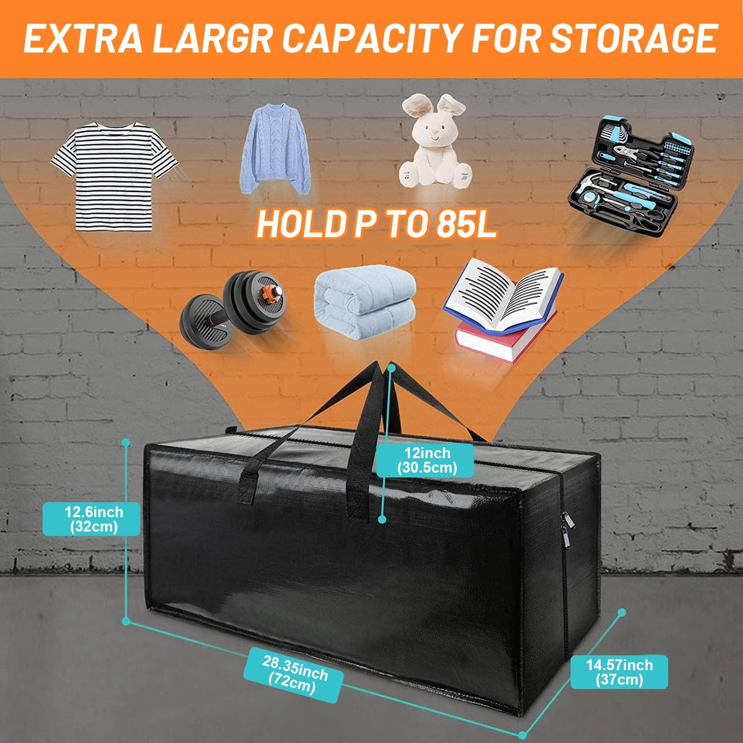 8 Pack Moving Bags, Heavy Duty Extra Large Storage Bags, Moving Supplies Boxes, College Dorm Room Essentials, Clothes Storage Bins Packing Bags with Backpack Handles Zipper Compatible with IKEA Cart image number 6