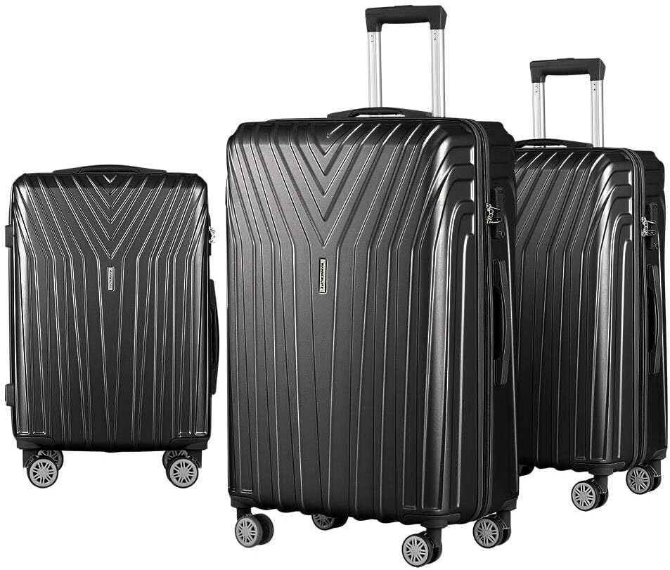 Wanderlite Luggage Set 3Pcs Pink Suitcase Hand Luggages Travel Hard Case Hardside Shell, Lightweight Trolley Carry on Bag Rolling, Small Medium and Large TSA Lock