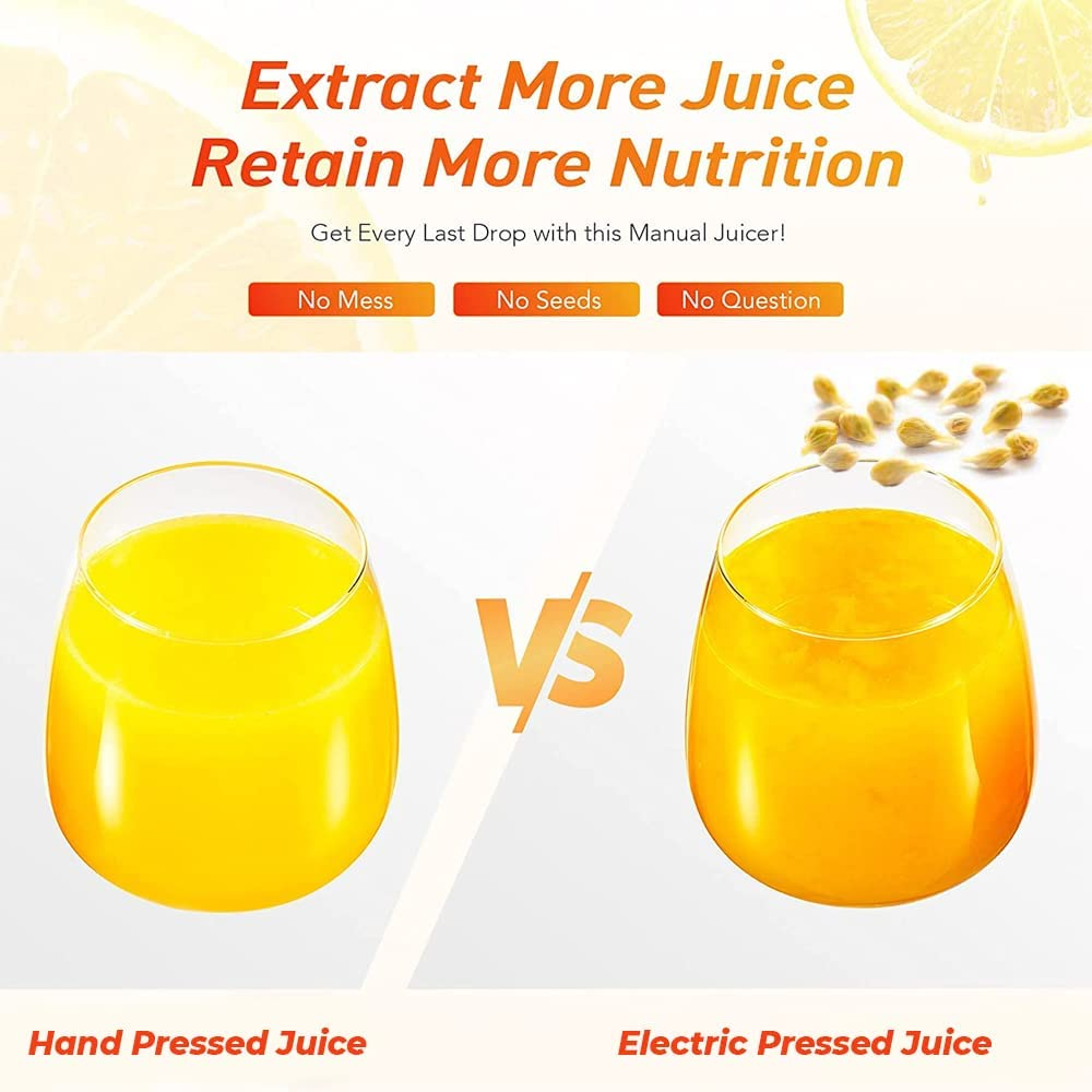 Yarra Supply Commercial Manual Juicer Hand Press Juicer Extractor Hand Orange Juice Squeezer Squeezer Sturdy Juice Presser Manual Citrus Press for Citrus Mandarin Grapefruit Lemon Lime(Black) - Gray image number 4