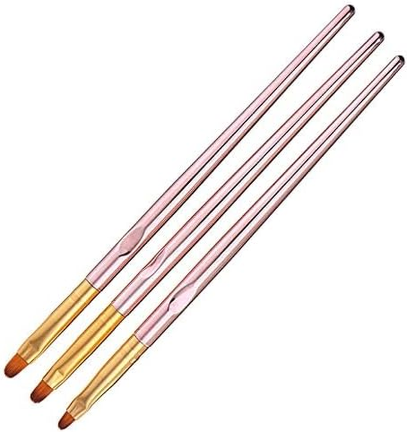 FULINJOY 3 Pcs Rose Gold round Nail Art Brush Set Nail Painting Brush Manicure Tool UV Gel 3D Nail Brush Pens(7Mm/8Mm/9Mm) image number 4
