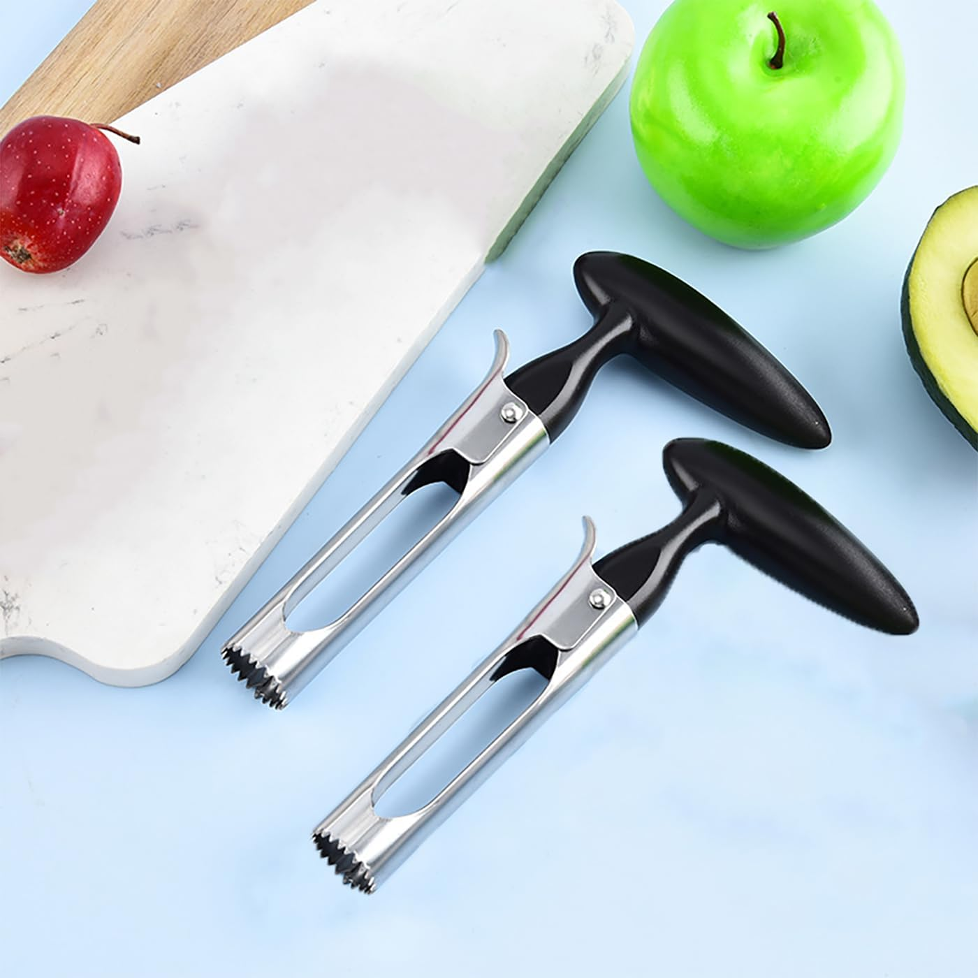 Weenwill Apple Corer,2 Pieces Stainless Steel Corer Slicer Fruit Cutter Apple Corer Remover Kitchen Gadgets Apple Corers for Home and Kitchen Pears Bell Peppers Honeycrisp Apples image number 5