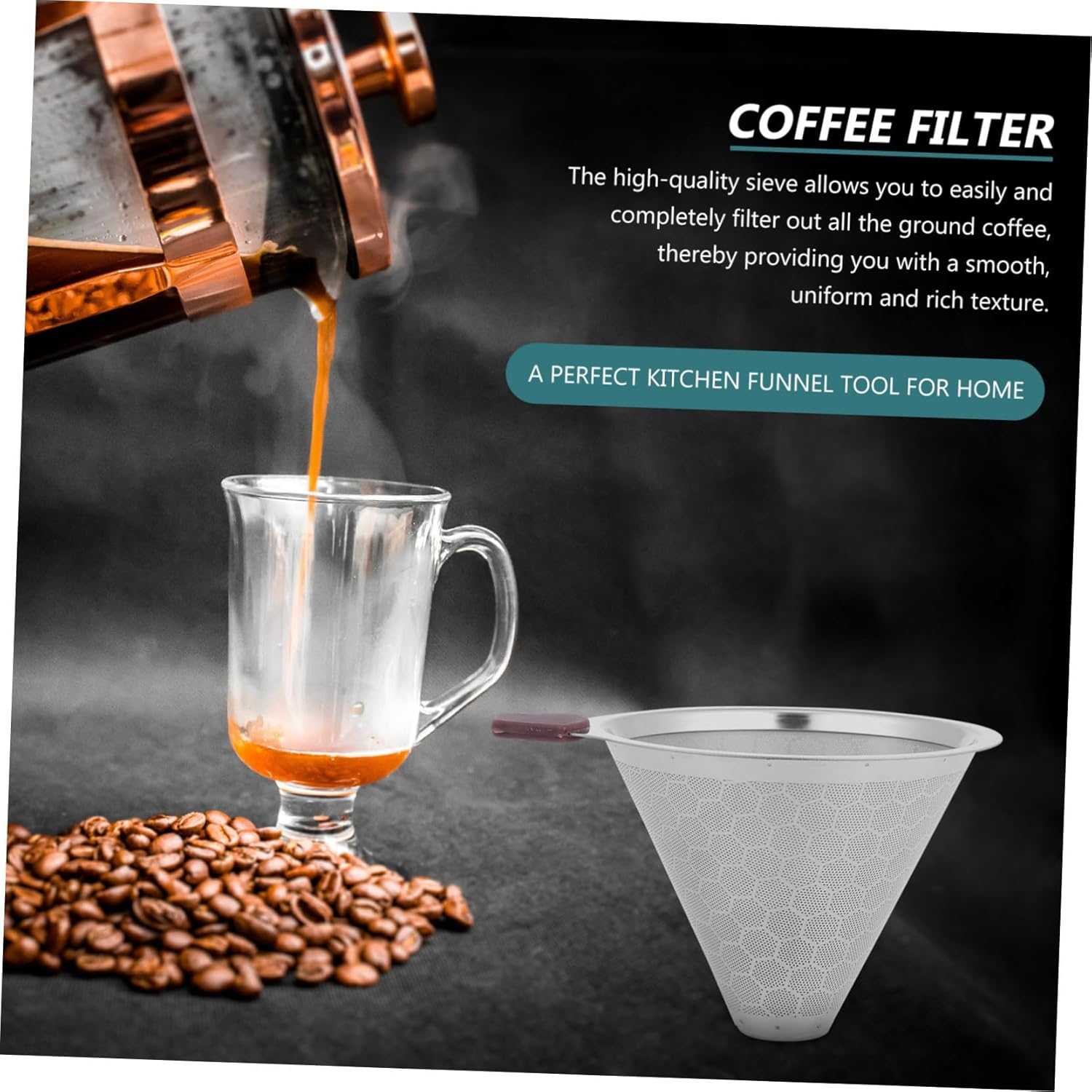 Stainless Steel Coffee Dripper Cups Reusable Tea Filter Mesh Sieve Easy to Clean for Home Office Brewing image number 3