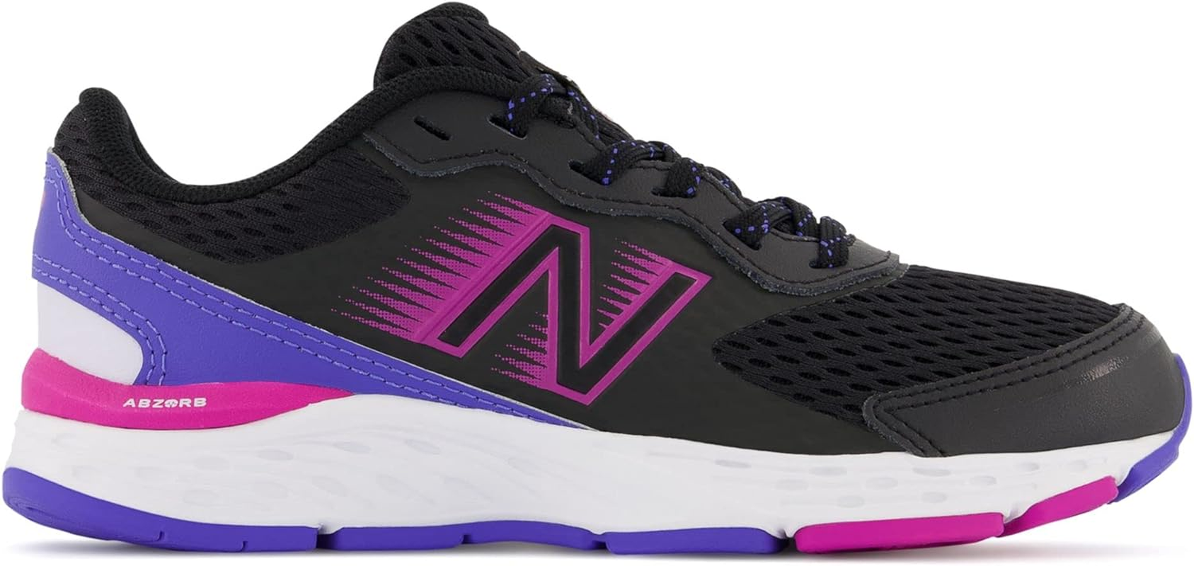 New Balance Kids 680V6 Running Sport Sneakers Shoes Black/Magenta Pop/Aura/Libra 11.5 M image number 2