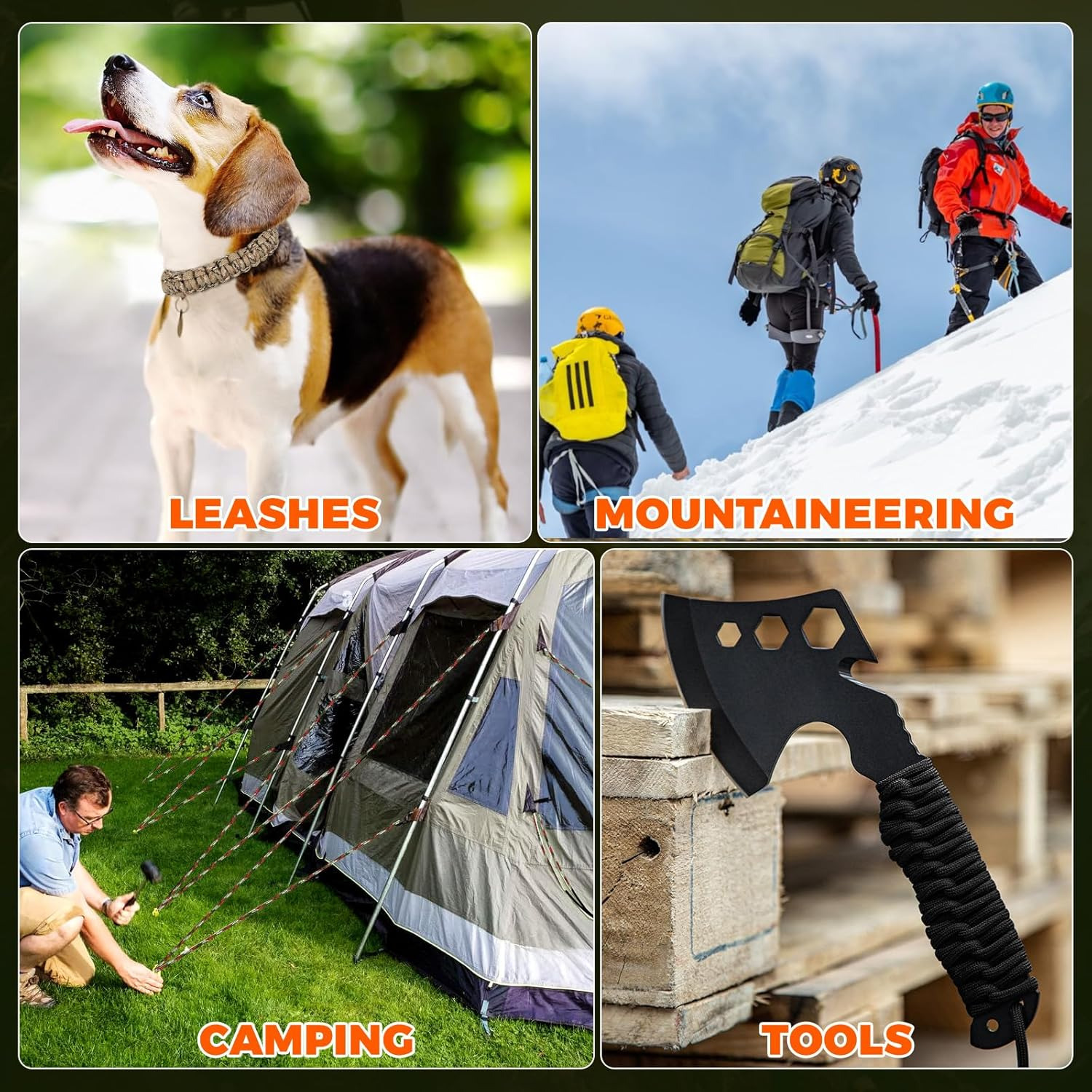 Votoko Pack of 6 33 Ft/10 M Paracord 4 Mm, Paracord Cords, 7 Core Strands Nylon Rope, Reepcord Holds up to 250 Kg / 550 LB, Ideal for Outdoor Survival Camping Crafts Bracelet Dog Lead image number 5