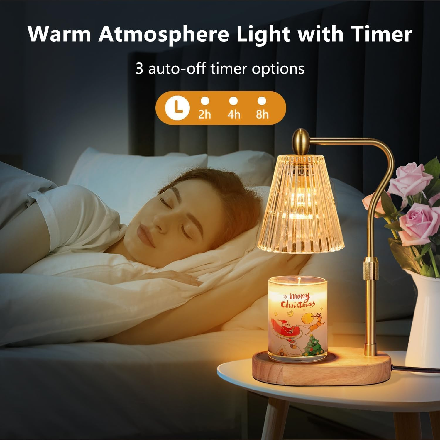 Candle Warmer Lamp - Candle Warmer Lamp with Timer and Dimmer Adjustable Height,Electric Wax Melt Warmer with 2 Bulbs for Scented Jar Candles Home Decor image number 4