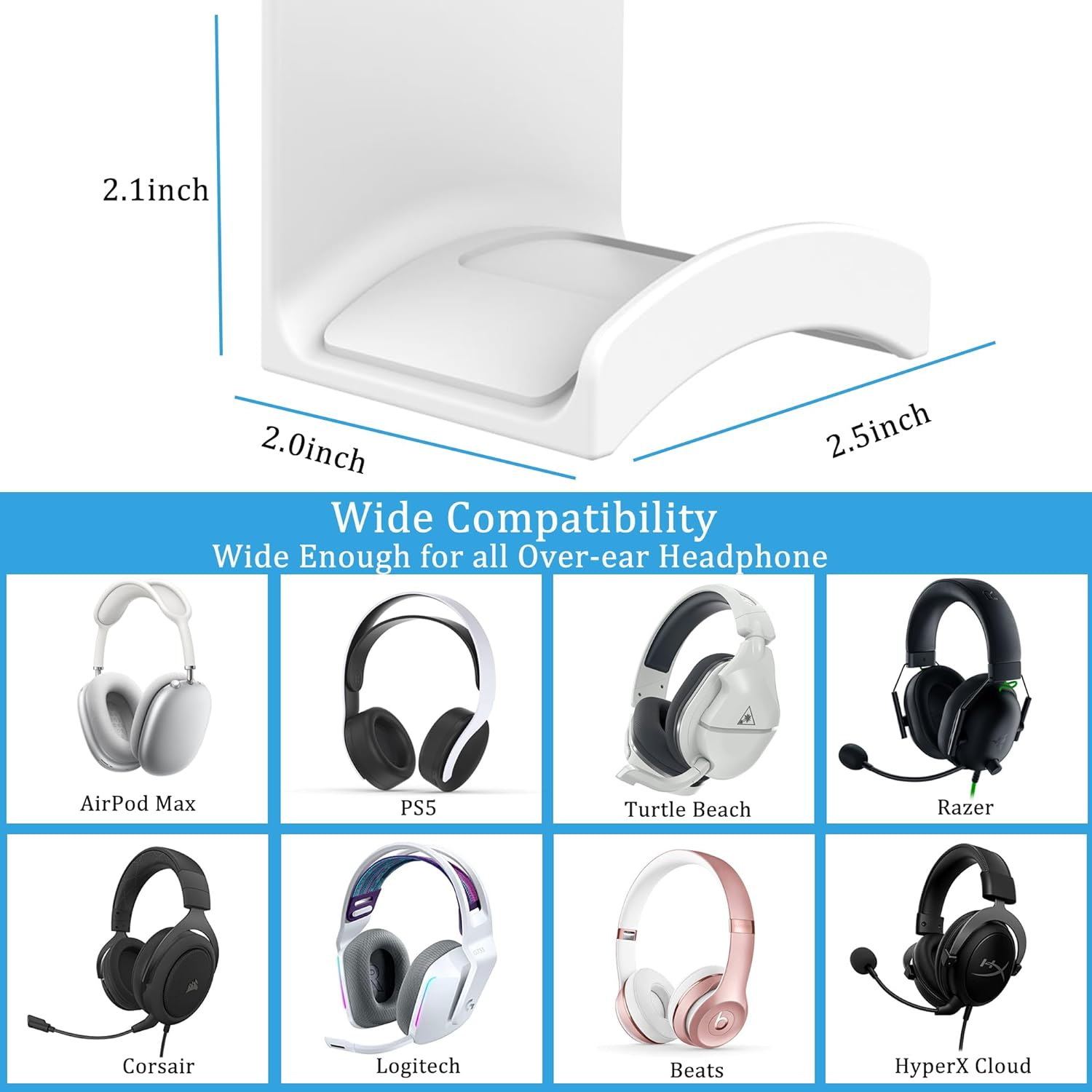 SOKUSIN Headphone Stand Headset Holder - Adhesive Gaming Earphones Hanger, Universal Desk Wall Mount Hook for All Headphone/Controller, Compatible with Beats, Airpods Max,Sony, JBL (White) - Pink-2 Pack image number 5