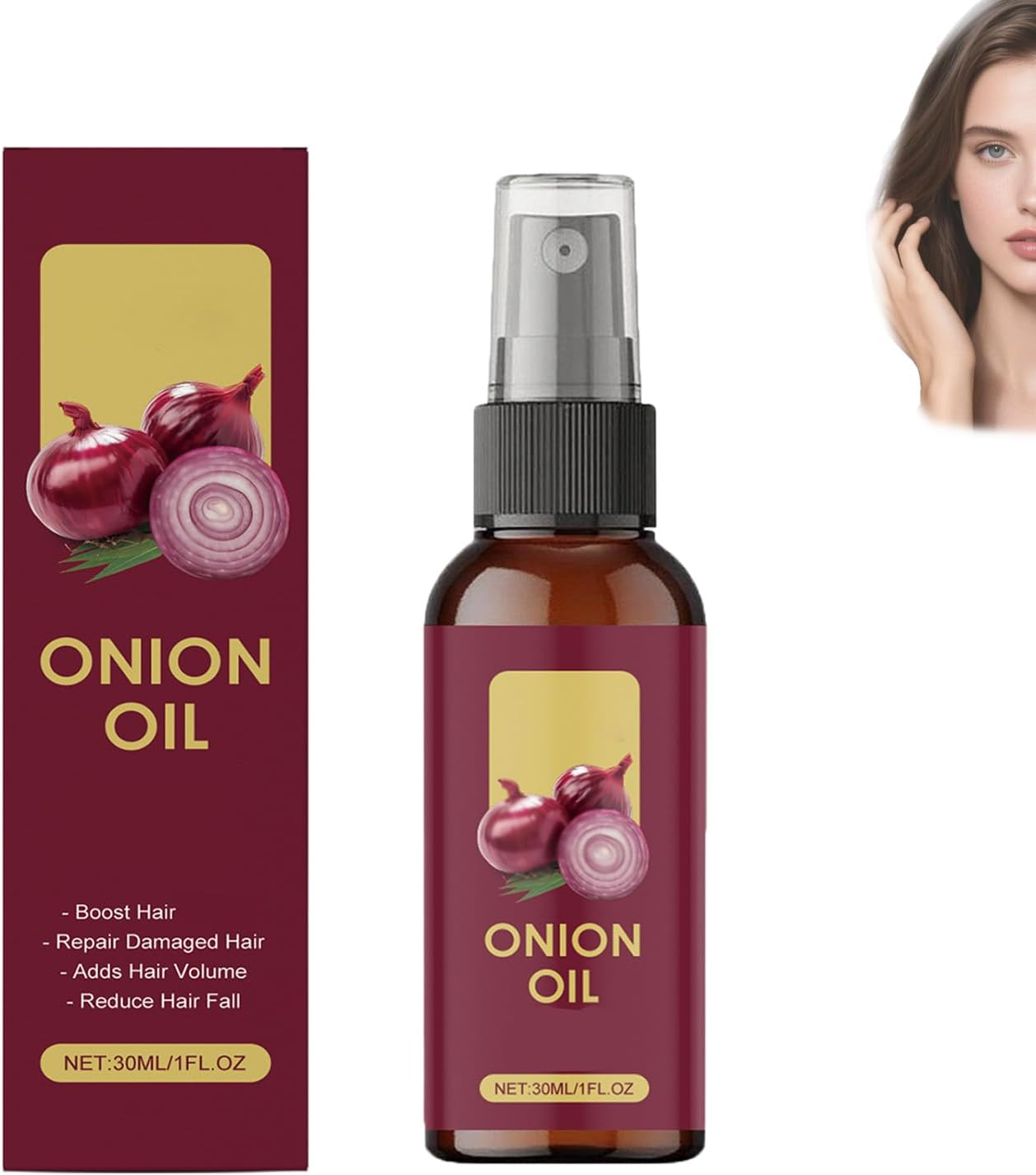 Organic Red Onion Essence Oil,Strengthening Red Onion Ha/Ir Oil,Fast Absorbing All Hair Types,Moisturizing Fast Absorbing Fors Soft,Smooth Hair for All Hair Types,For Men & Women (1 PCS)