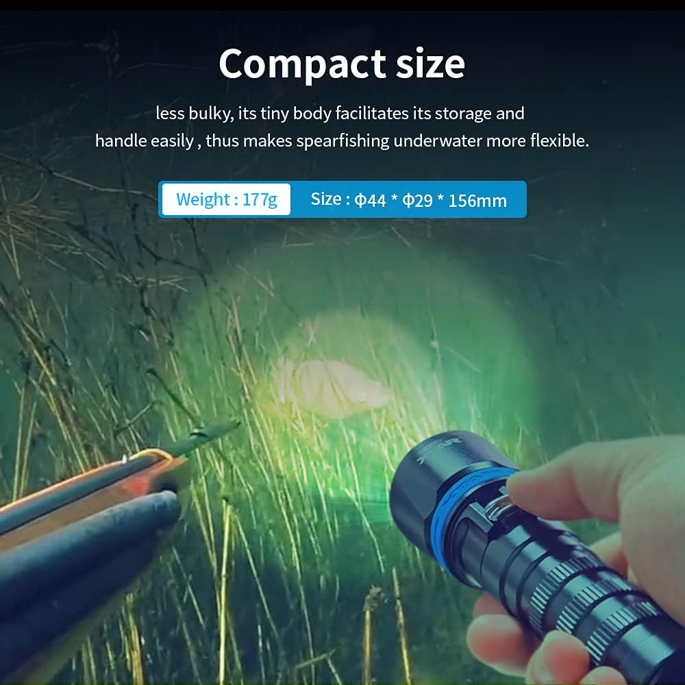 XTAR DS1 Scuba Dive Flashlight,Powerful Spearfishing Diving Torch 1000 Lumens,Magnetic Slide Switch, for Underwater 100 Meters Night Diving Spearfishing Hole Hunting Lobstering