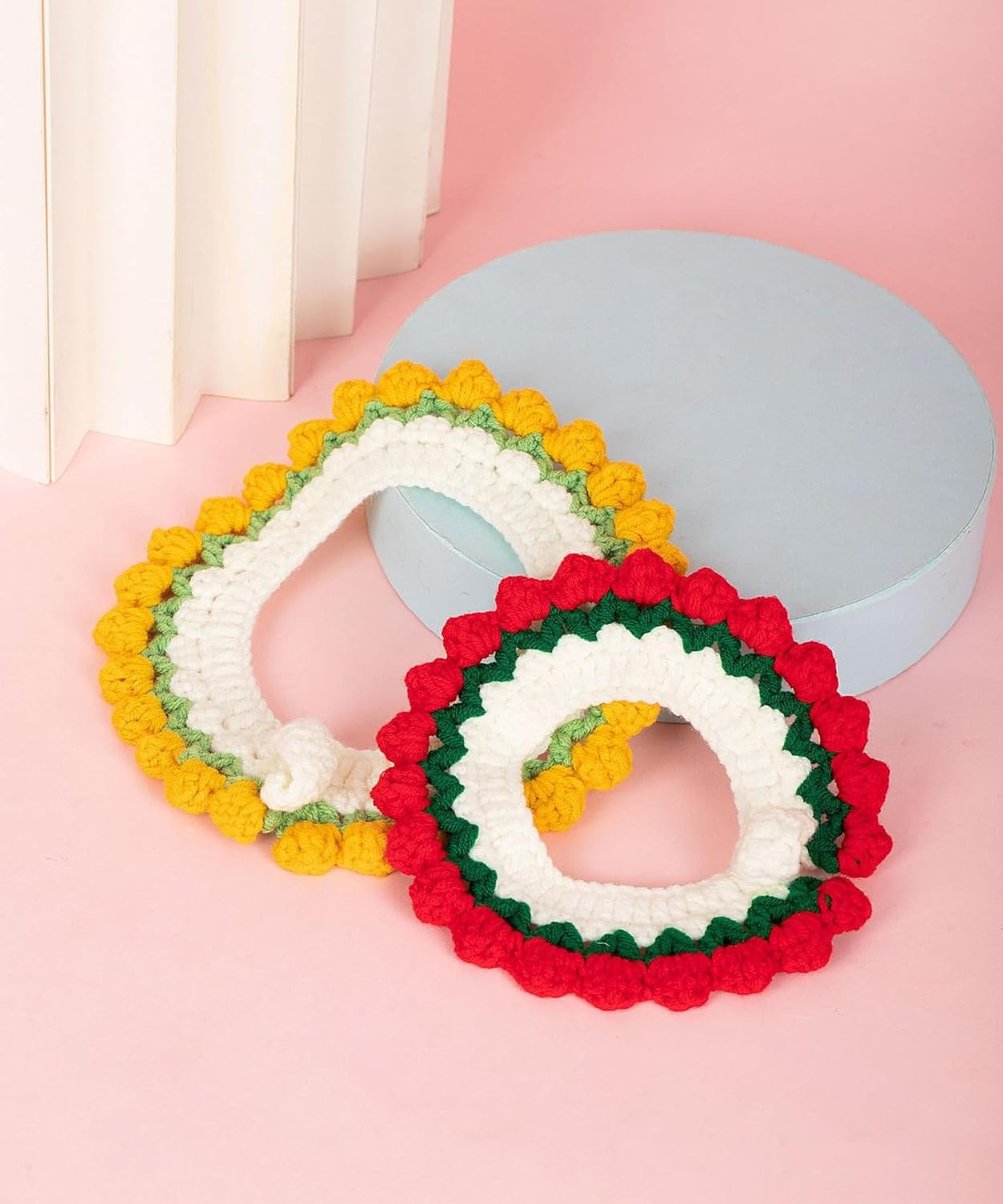 Knit Pet Collar, Pet Collar, Cute, Knit, Flower, Necklace Accessory, for Cats, Cute, Flowers, SNS, Cute, for Pets, Neck Circumference 5.5-7.9 Inches (14-20 Cm), Soft and Lightly Knitted Collar