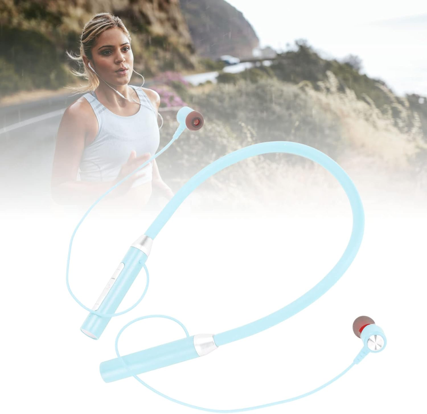 Wireless Neckband Earbuds Bluetooth 5.2 IPX5 Waterproof Magnetic with Enhanced Bass Stereo Sports Headphones for Workout (Blue) image number 6