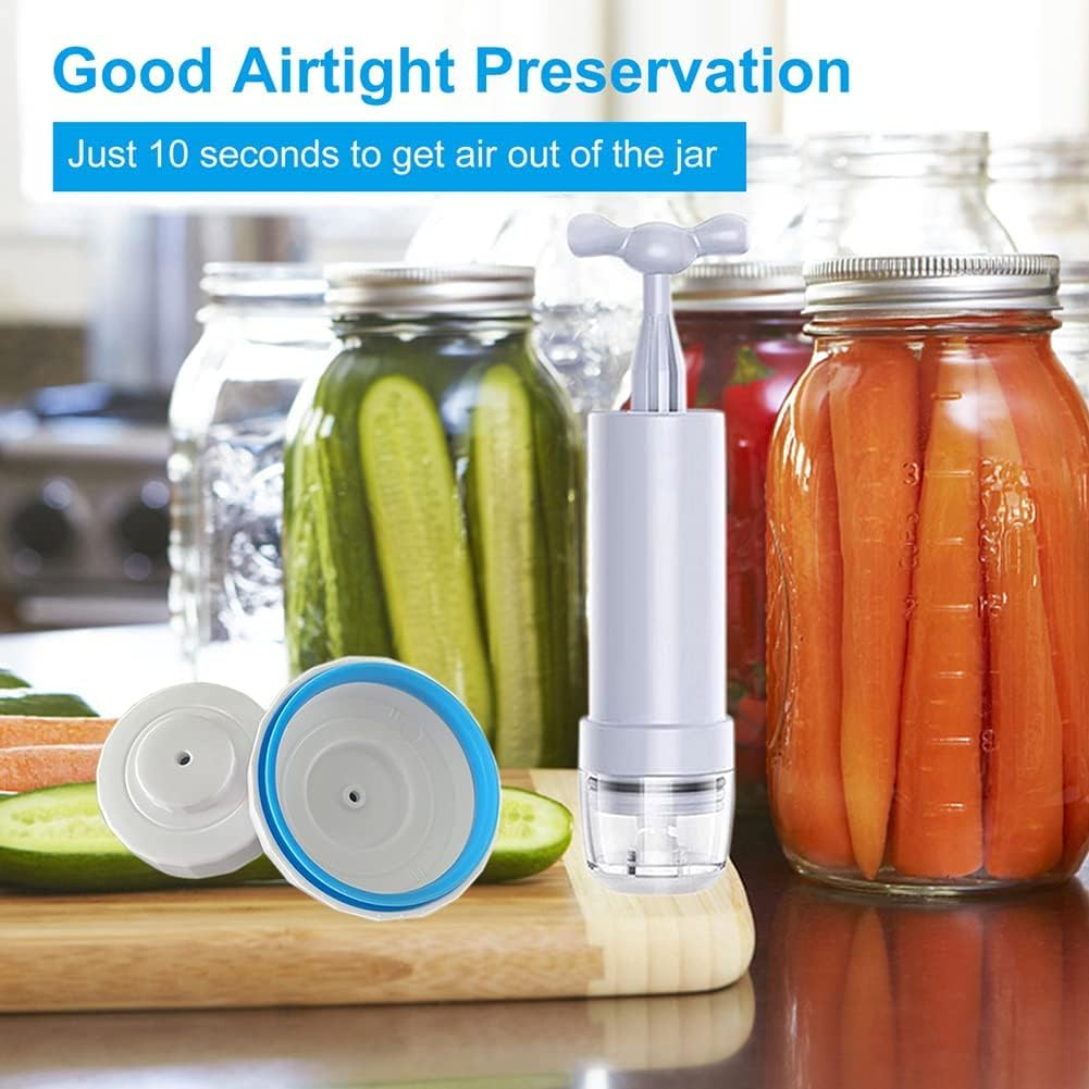Mason Jar Vacuum Sealer,Jar Vacuum Sealer Kit for Foodsaver with Accessory Hose for Wide & Regular Mouth Mason Jars,With Manual Portable Vacuum Pump and Lid Opener,Kitchen Tools image number 1