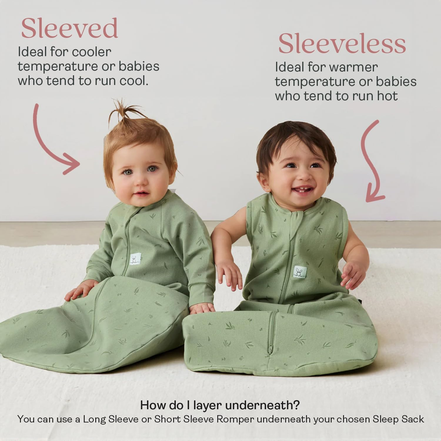 Ergopouch 0.2 TOG Sleeping Bag, 3-12 Months, Oatmeal Marle Print &ndash; Organic Jersey Cotton, Sleeveless, Arms-Out Design, Lightweight & Breathable, Ideal for Room Temperatures (22&ndash;26&deg;C) image number 3