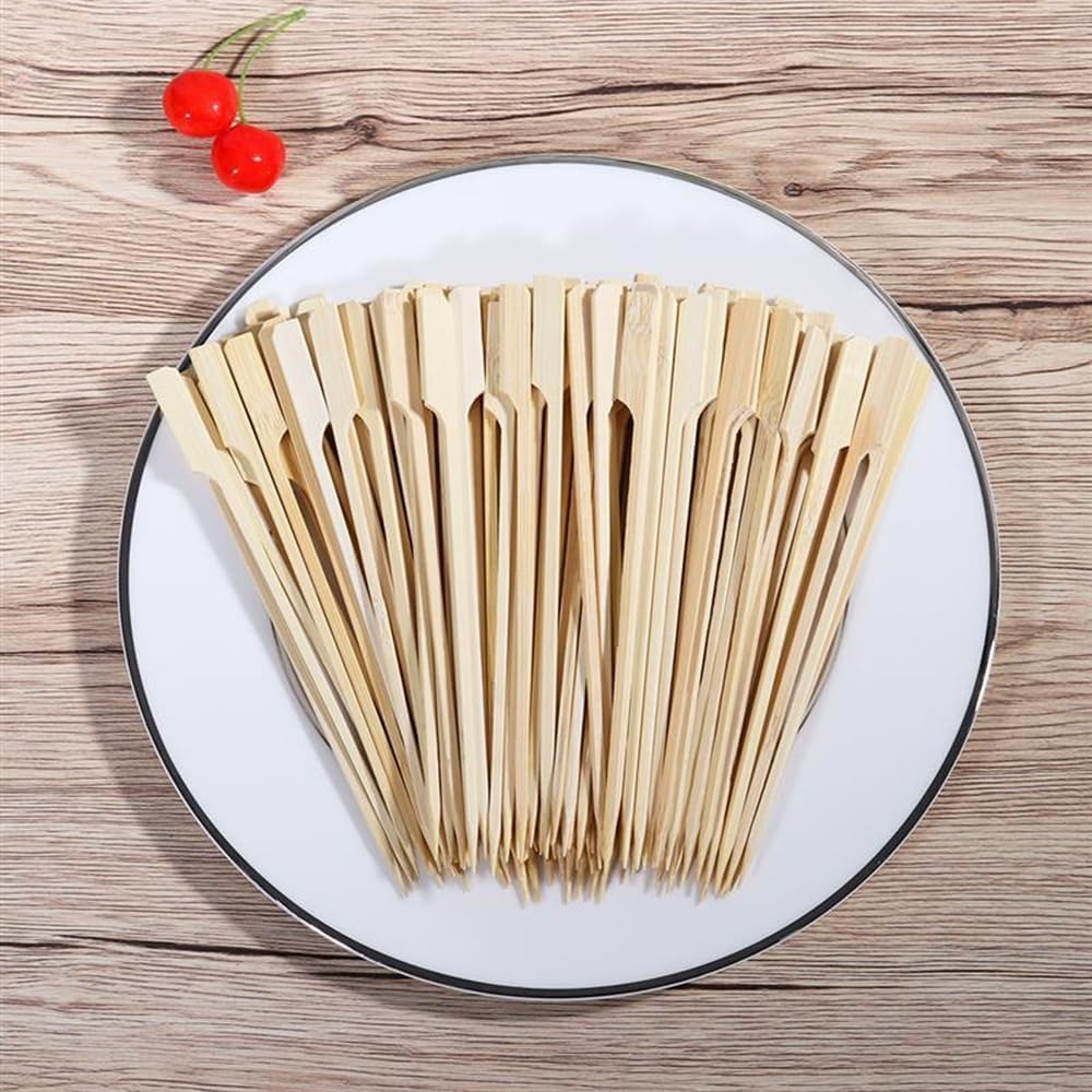 100X Bamboo Paddle Skewers - 20Cm Disposable Wooden Skewers for Appetizers, BBQ, Grilling, Kabobs, Cocktails & Party Snacks (Eco-Friendly Natural Bamboo Skewer Sticks) image number 3