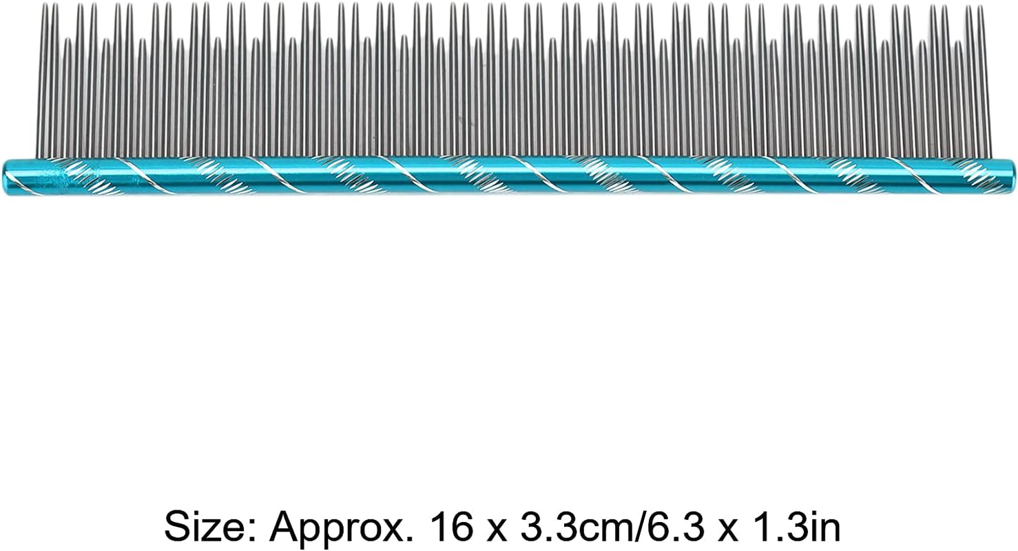 Pet Hair Removal Comb, Rugged Durable Reusable Comfortable Open Knot Comb with Stainless Steel Teeth, Metal Dog Comb Professional Dog Grooming Tools for Cats Dogs (Blue) image number 6
