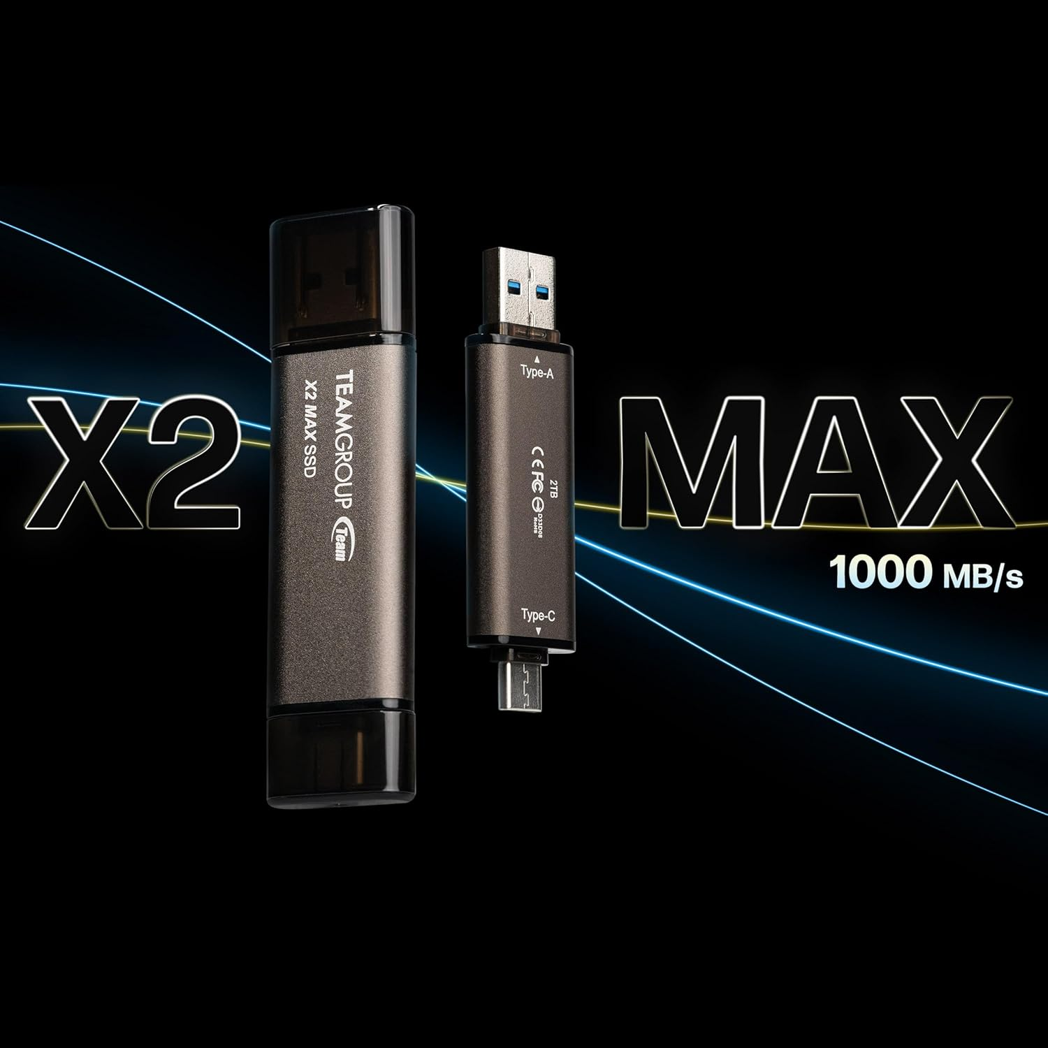 TEAMGROUP 2TB X2 MAX External/Portable SSD 1000Mb/S, Dual USB Hard Drive Compatible with Iphone17&Ipad&Mac, Steam Deck/Pc/Windows/Android/Ps5/Laptop/Tesla, Type C &A, USB 3.2 Gen2 TX2MAX32TBT01 image number 5