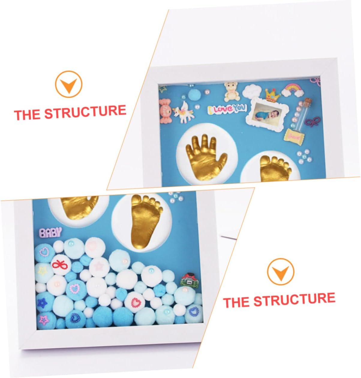 Kisangel 1 Set Handprint Footprint Keepsake Frame Kit Newborn Memory Photo Holder DIY Milestone Boys with Ink Pad Capture Precious Memories image number 4