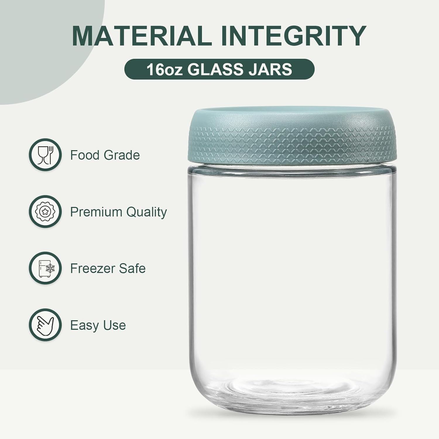 6 Pack 16 Oz Overnight Oats Containers with Lids, Glass Jars with Airtight Lids, Wide Mouth Mason Salad Jars, Glass Food Storage Containers for Yogurt Spice Snacks Sugar