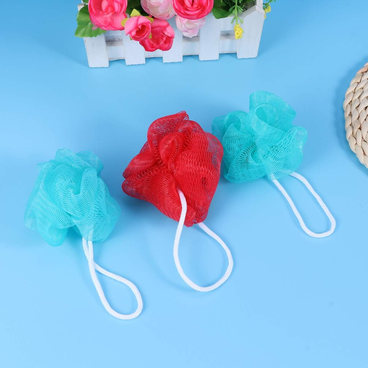 Cabilock 10Pcs Bath Balls for Shower Mesh Bath Sponge Set Exfoliate Puff Sponge Bathroom Accessories for Bathing Random Color image number 1