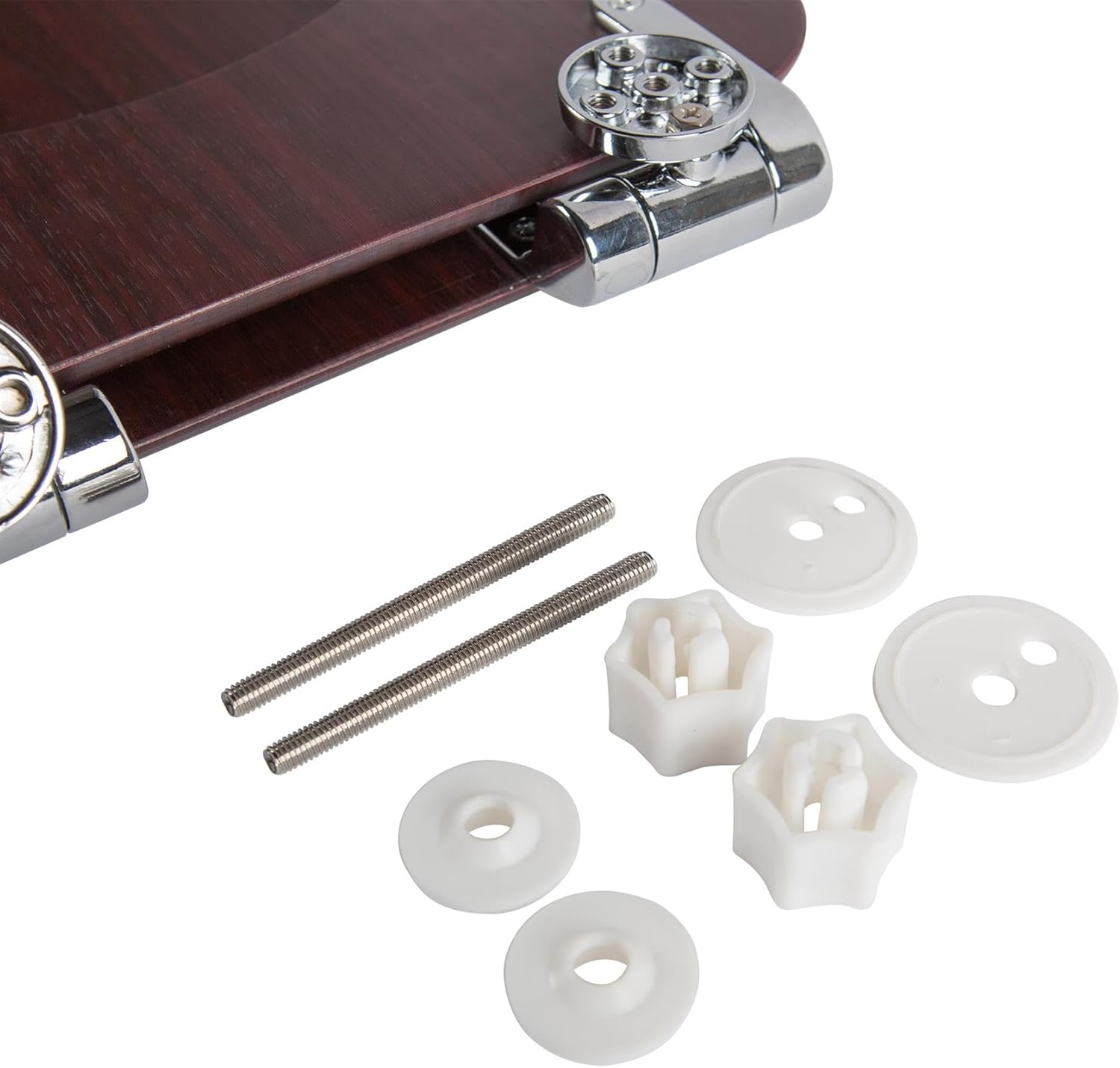 Harbour Housewares Soft Close Toilet Seat - Light Oak - Pack of 1 - Oval-Shaped Wooden Toilet Seat Antibacterial Loo Seat with Universal Chrome Hinges, Fixings & Fittings image number 4