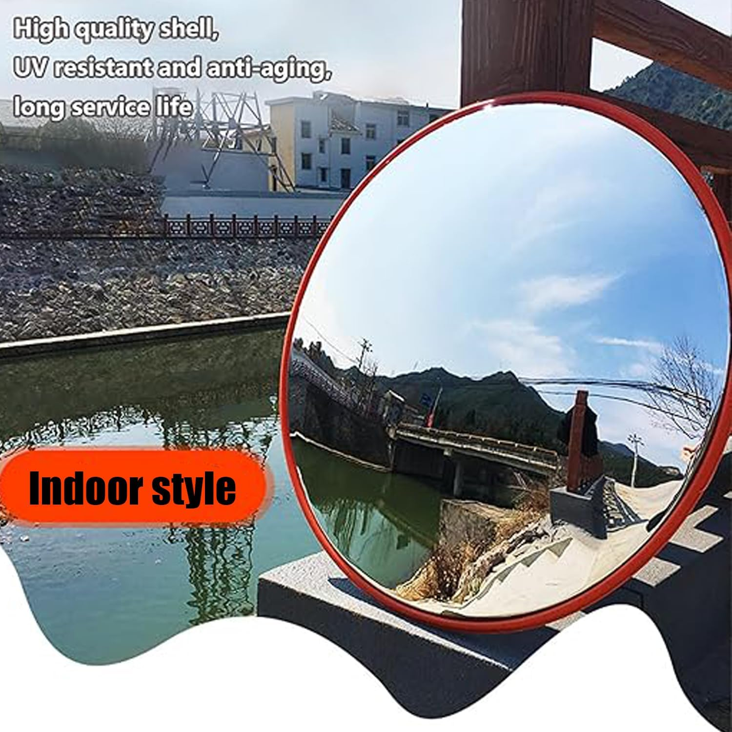 WEZCHUGHAOL 11.8" round Convex Mirror for Blind Spot - Adjustable Safety Mirror with Wide Angle View, Perfect for Bedroom Decor, Garage, Warehouse & Door Access, Durable Traffic Mirror image number 2