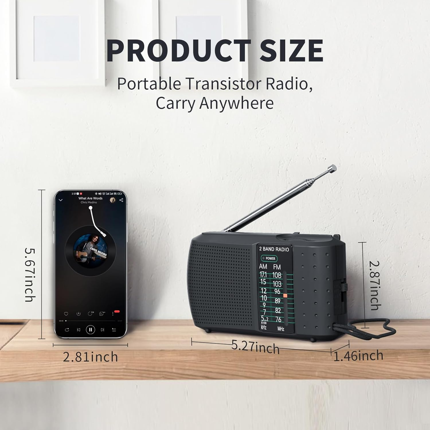 Audiocrazy Portable AM FM Radio with Best Reception, Battery Operated Radio, Pocket Radio with Headphone Jack,Loud Speaker,Long Antenna, Indoor & Outdoor Easy to Use BACLK image number 2