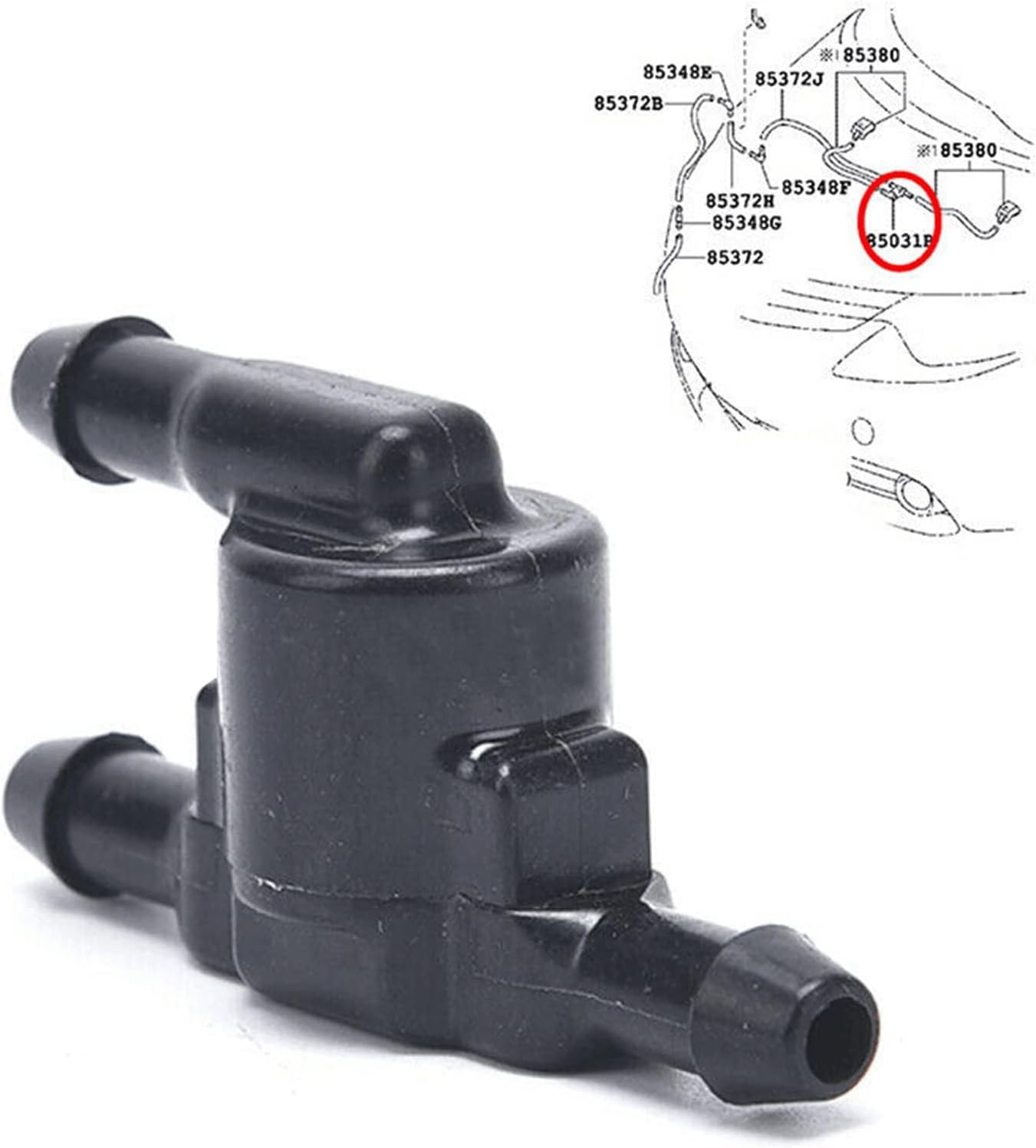 2 PCS Windshield Washer Valve,Auto Replacement for Wiper Washer Windshield Check Valve,85321-28020 Replacement for Toyota Scion Lexus Windshield Check Valve