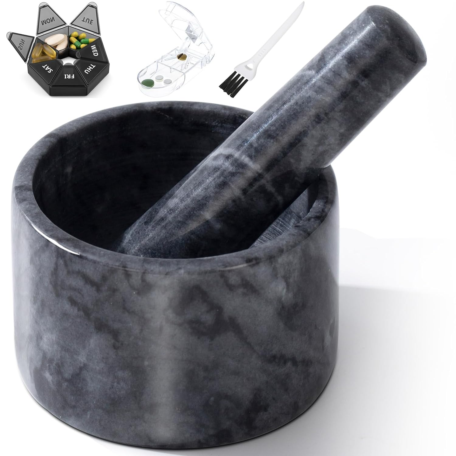 Pill Crusher, Mini Marble and Pestle Set, Pill Crusher Grinder Fine Powder, Arthritic Hands Pill Grinder image number 5