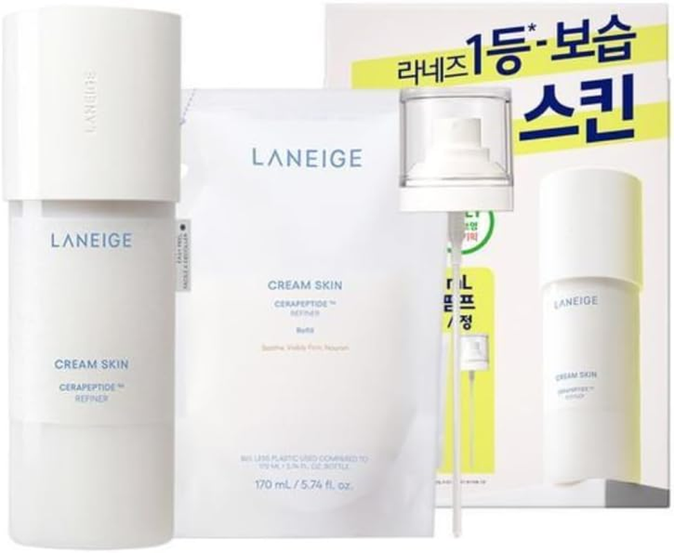 Cream Skin Refiner Toner 170Ml Full Size with Mist Pump & Full Size Refill Pack 170Ml. Korean Beauty Promotion Set for Laneige. (Total 340Ml) image number 4