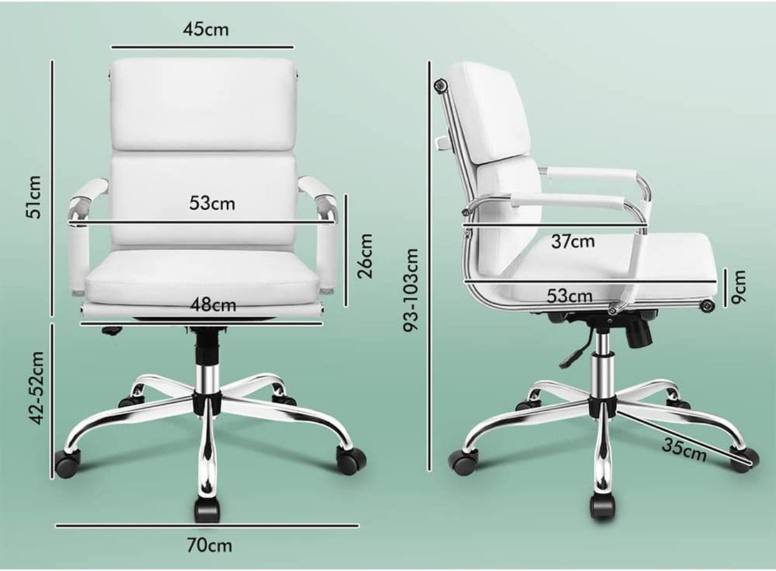 ALFORDSON Office Chair with Height Adjustable SGS Listed Gas Lift, PU Leather Home Ergonomic Desk Chair with Removable Armrest Cover, Padded Computer Chair for Gaming, Max 150Kg(Mid Back Esmae White) image number 5
